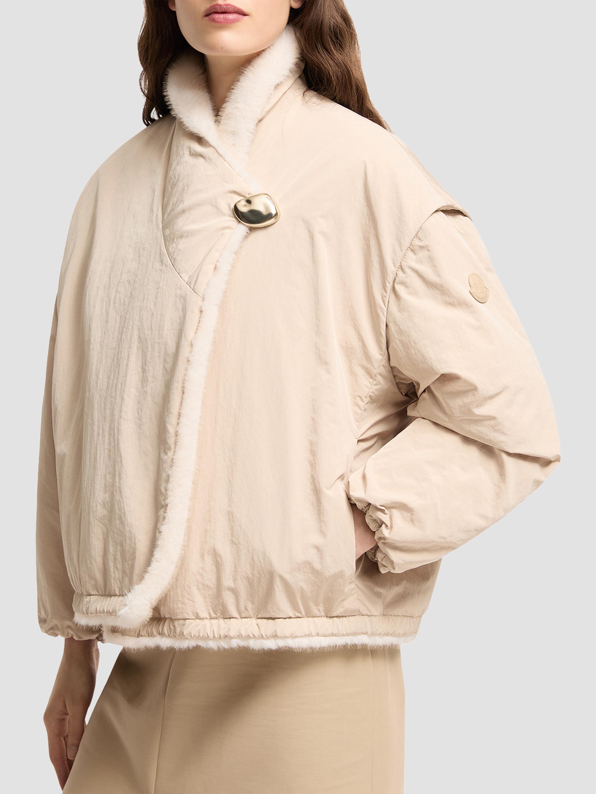 Moncler Women's Chardonneret 2-in-1 Reversible Puffer Jacket in Teddy - White | Thumbnail 4
