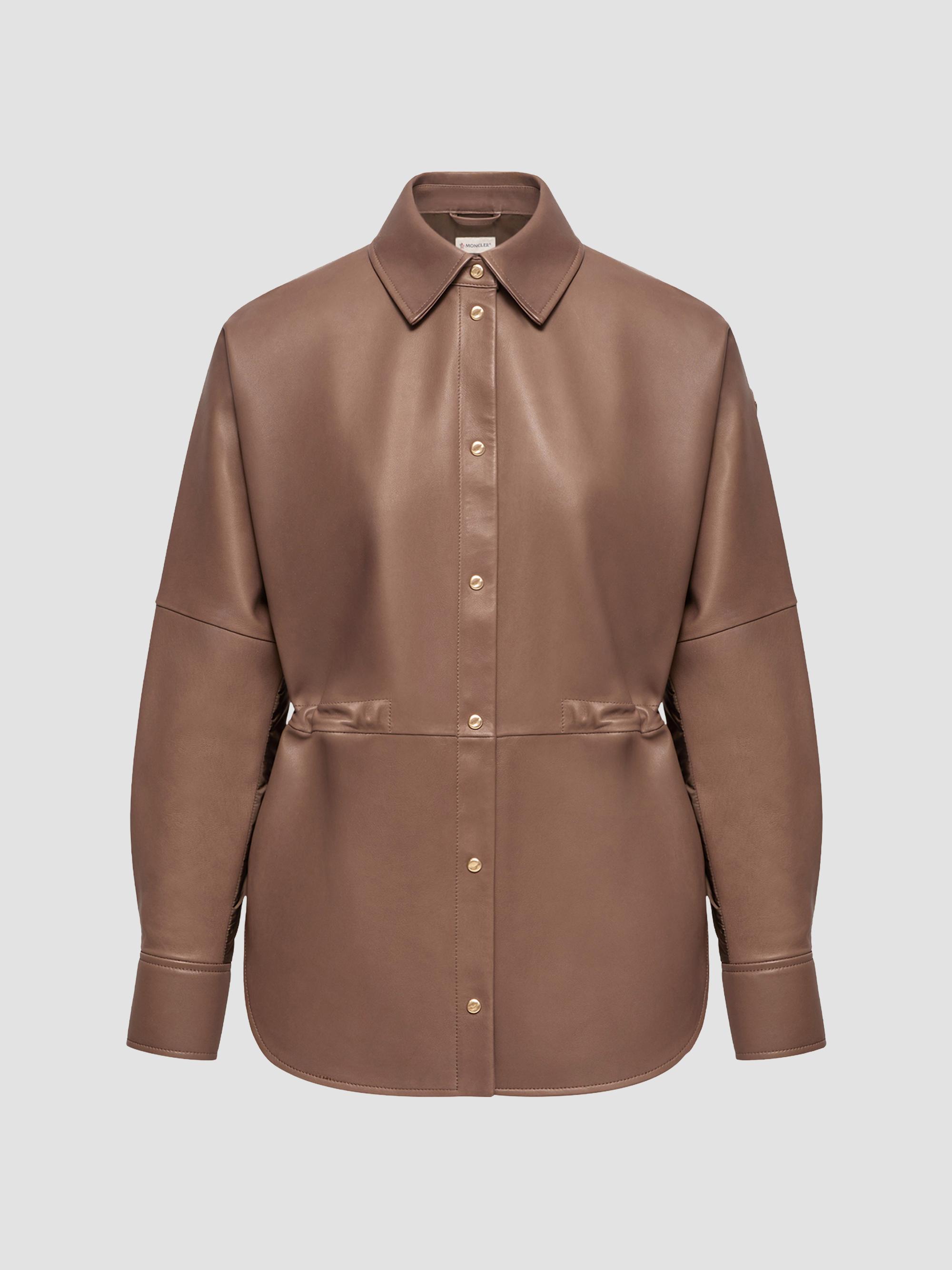 Moncler Women's Shacket in Leather - Brown
