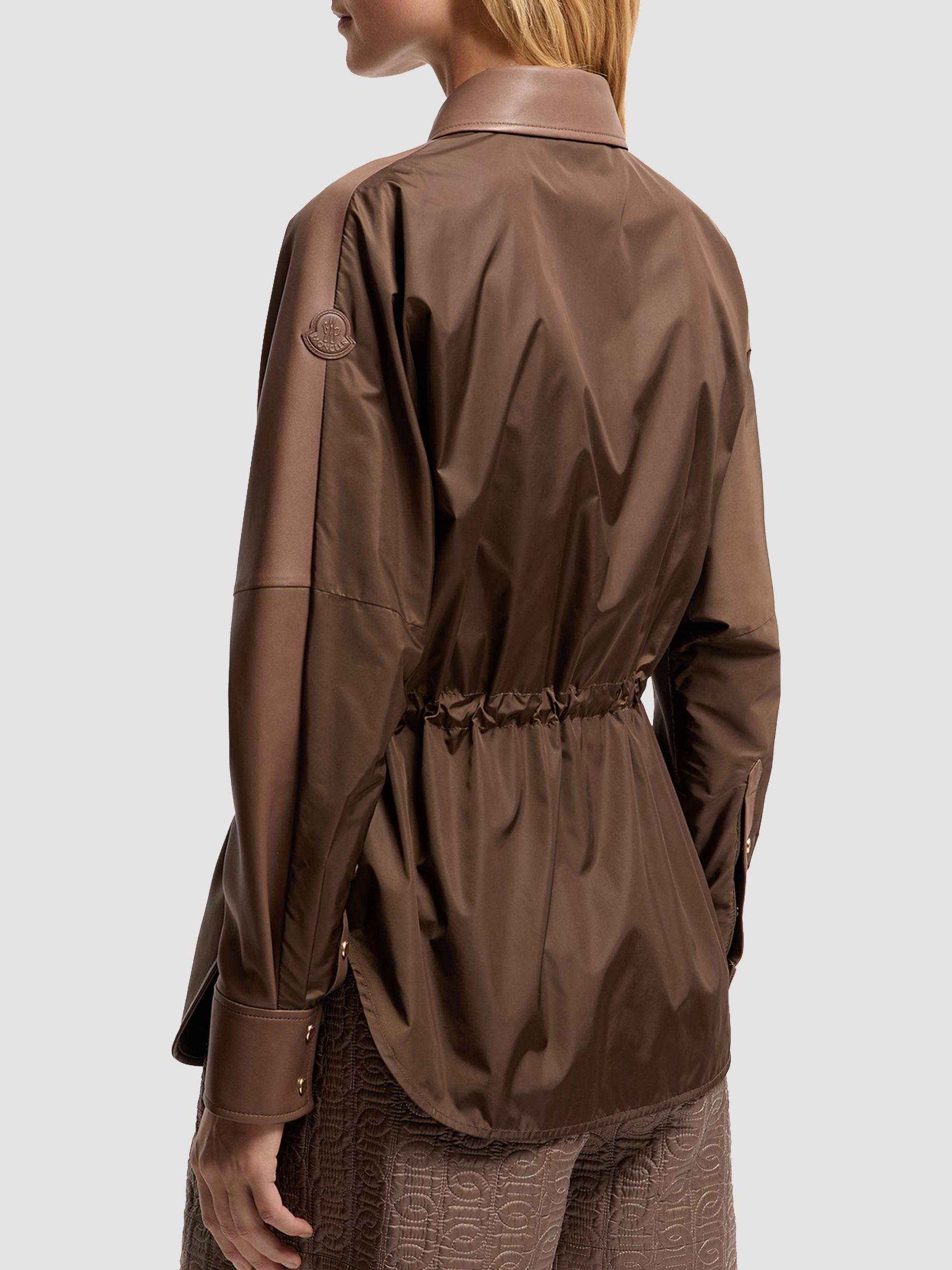 Moncler Women's Shacket in Leather - Brown | Thumbnail 3