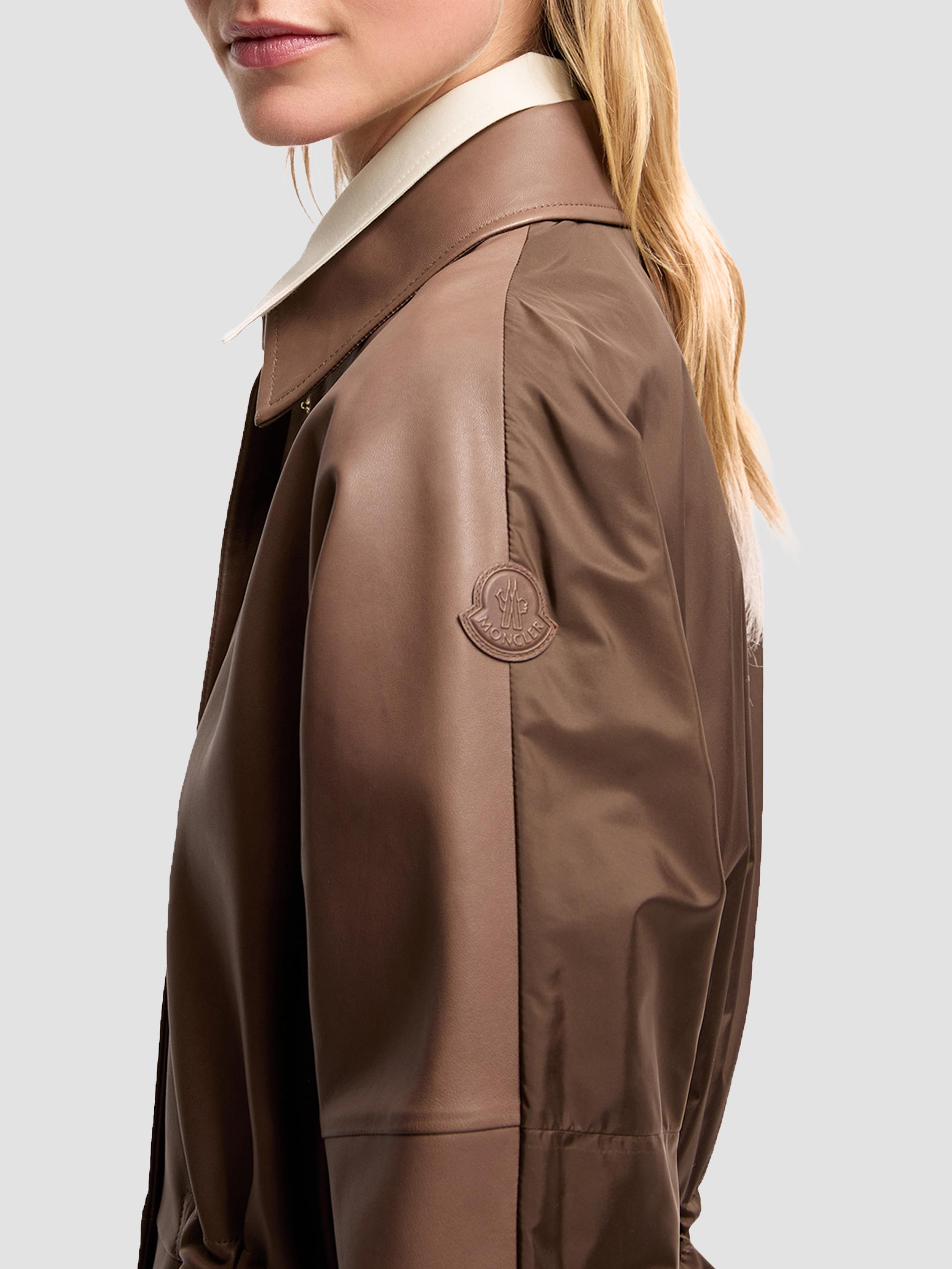 Moncler Women's Shacket in Leather - Brown | Thumbnail 4