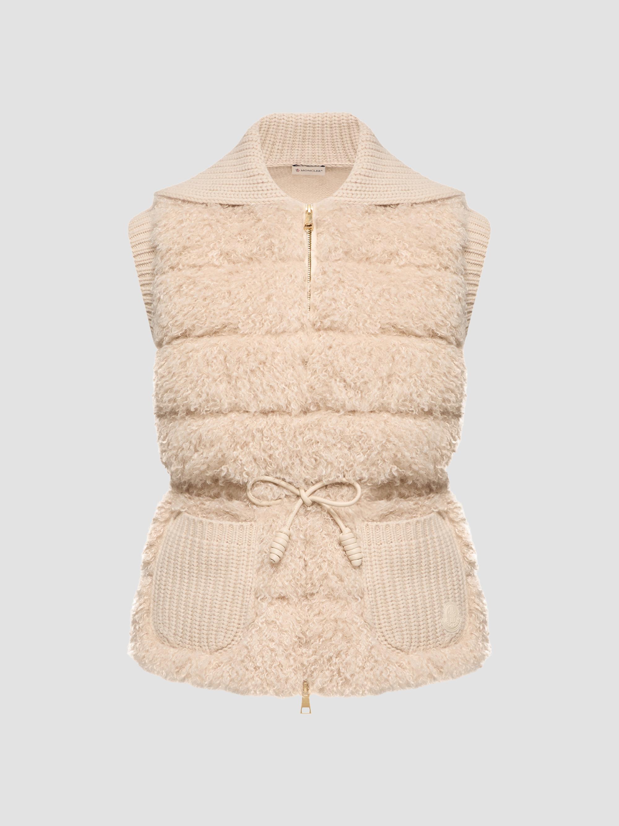 Moncler Women's Puffer Vest in Wool and Cashmere Blend - Light Beige