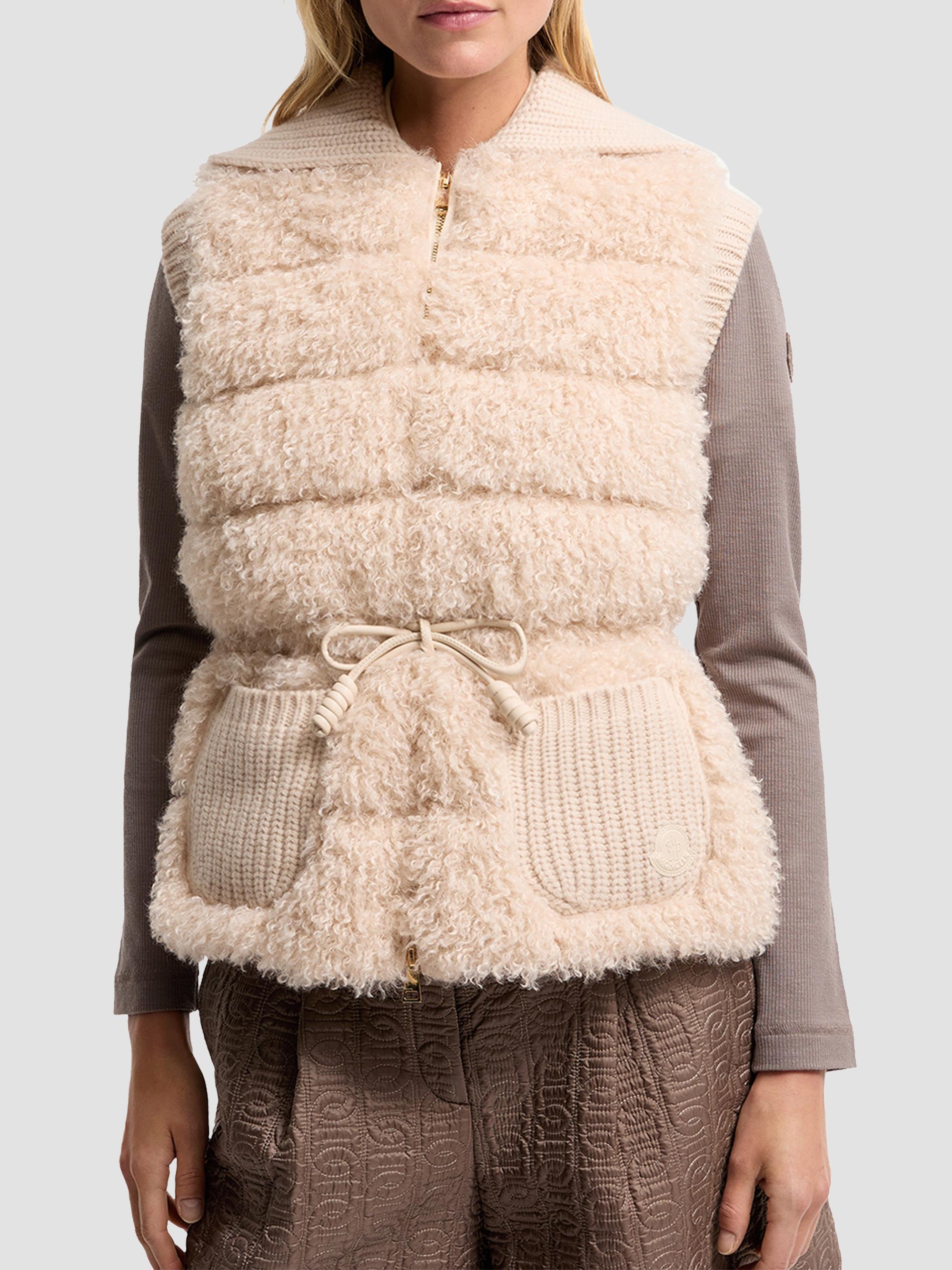 Moncler Women's Puffer Vest in Wool and Cashmere Blend - Light Beige | Thumbnail 2