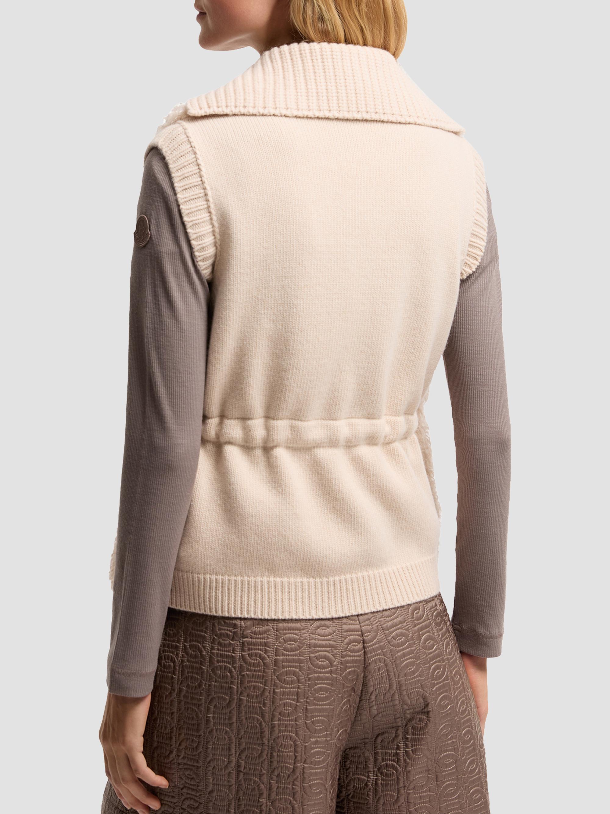 Moncler Women's Puffer Vest in Wool and Cashmere Blend - Light Beige | Thumbnail 3