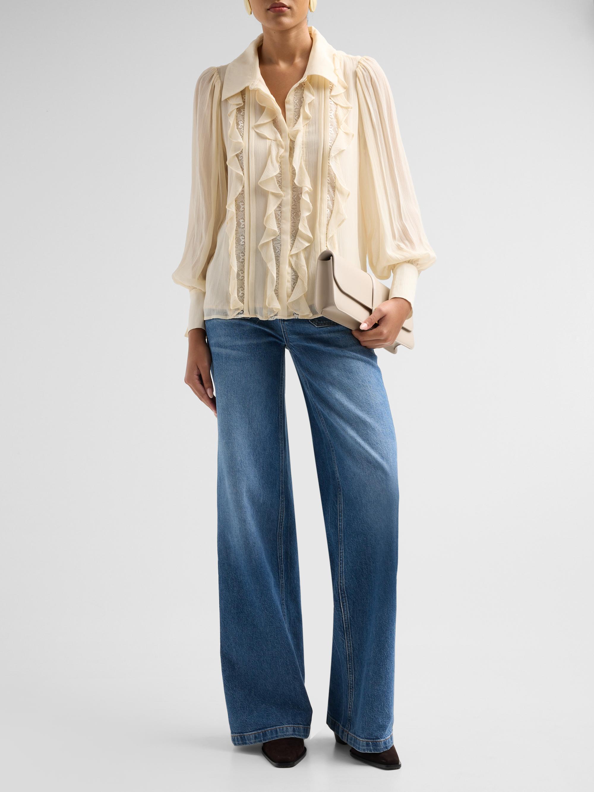 Ramy Brook Women's Claire Silk Ruffle Blouse - Bone | Thumbnail 2