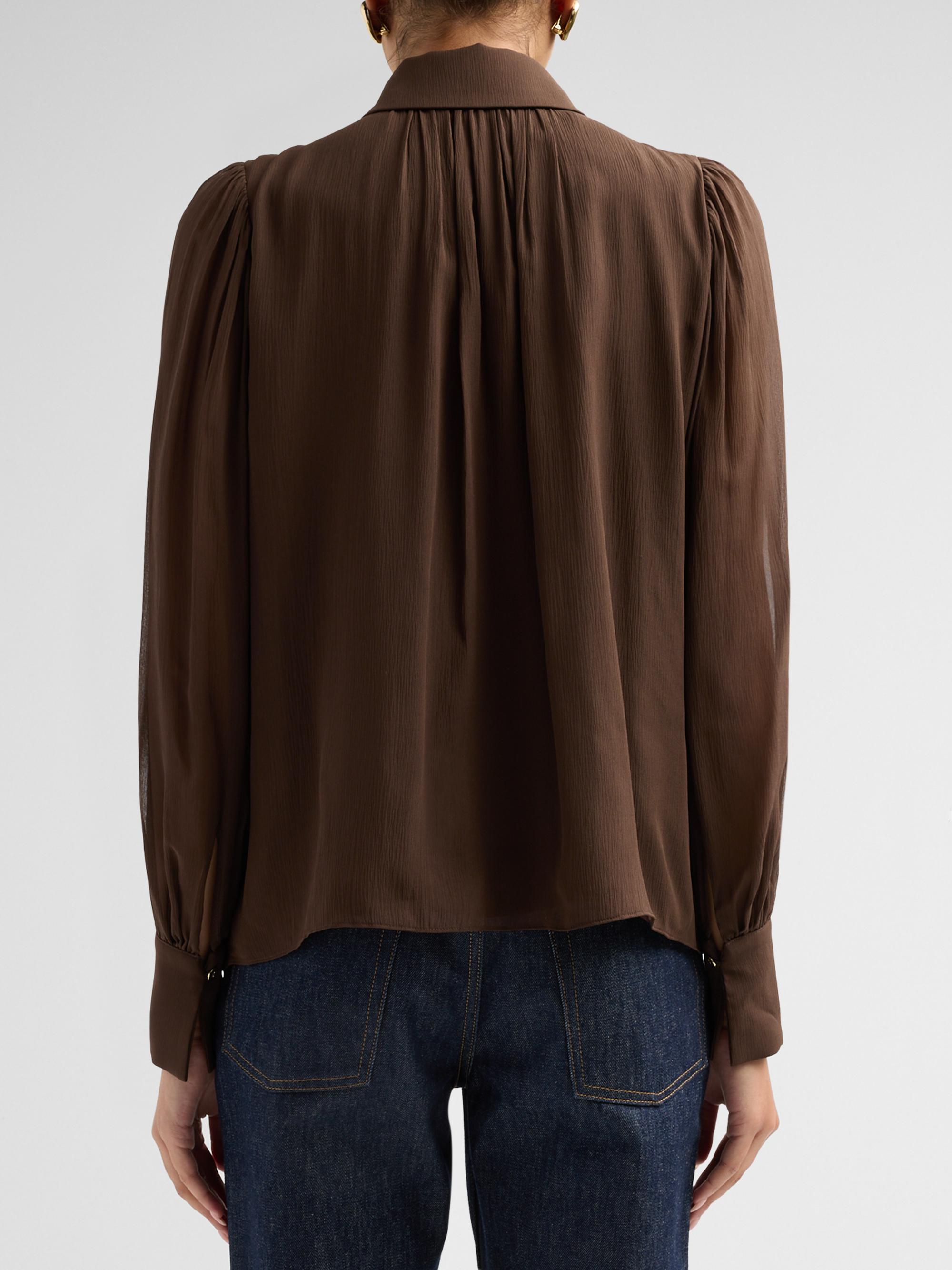 Ramy Brook Women's Claire Silk Ruffle Blouse - Heritage Brown | Thumbnail 3