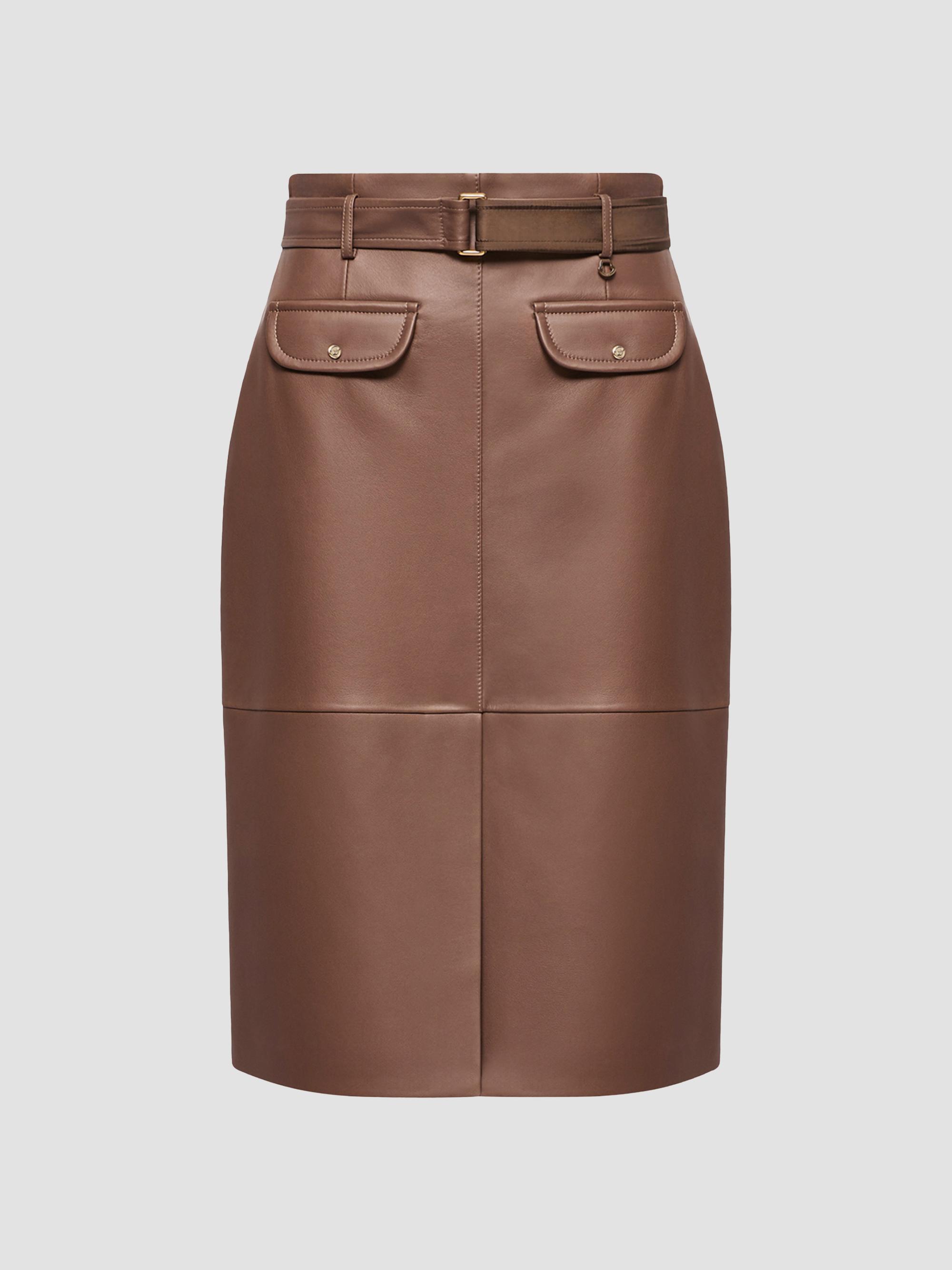Moncler Women's Skirt in Leather - Brown