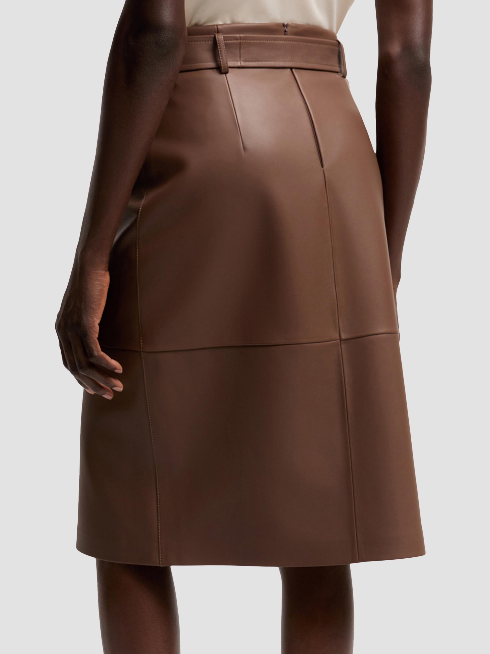 Moncler Women's Skirt in Leather - Brown | Thumbnail 3