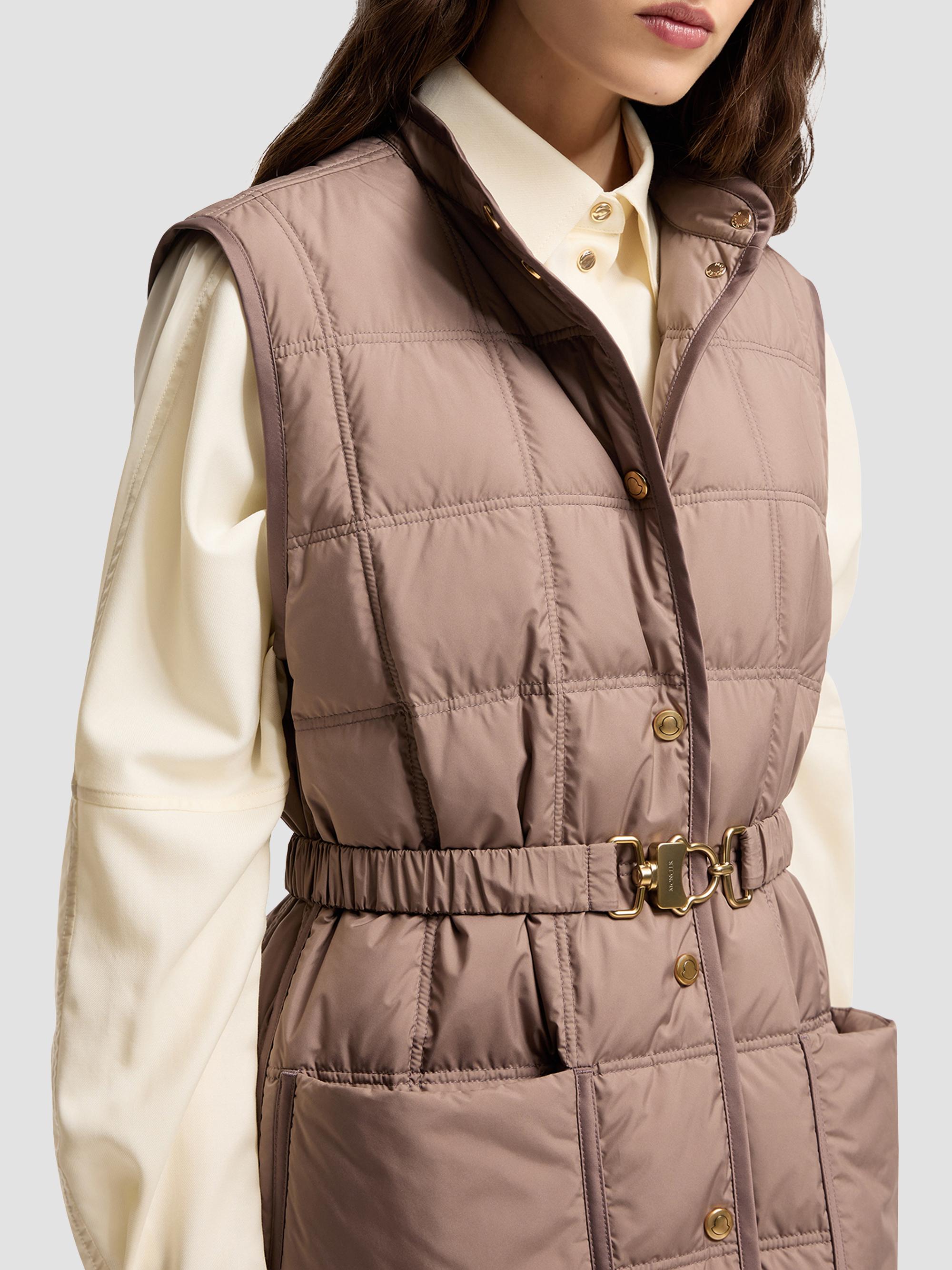 Moncler Women's Cygnette Long Puffer Vest - Brown | Thumbnail 4