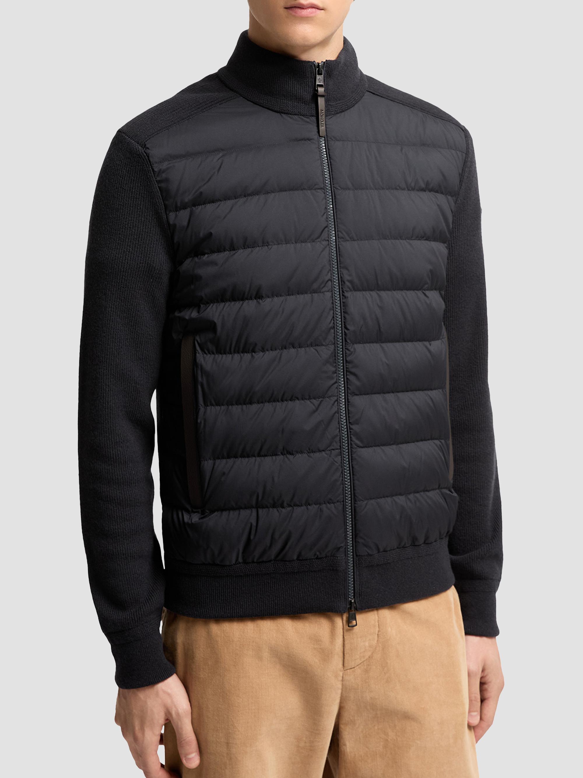 Moncler Men's Down-Filled Cardigan in Wool and Cashmere Blend - Navy Blue | Thumbnail 2