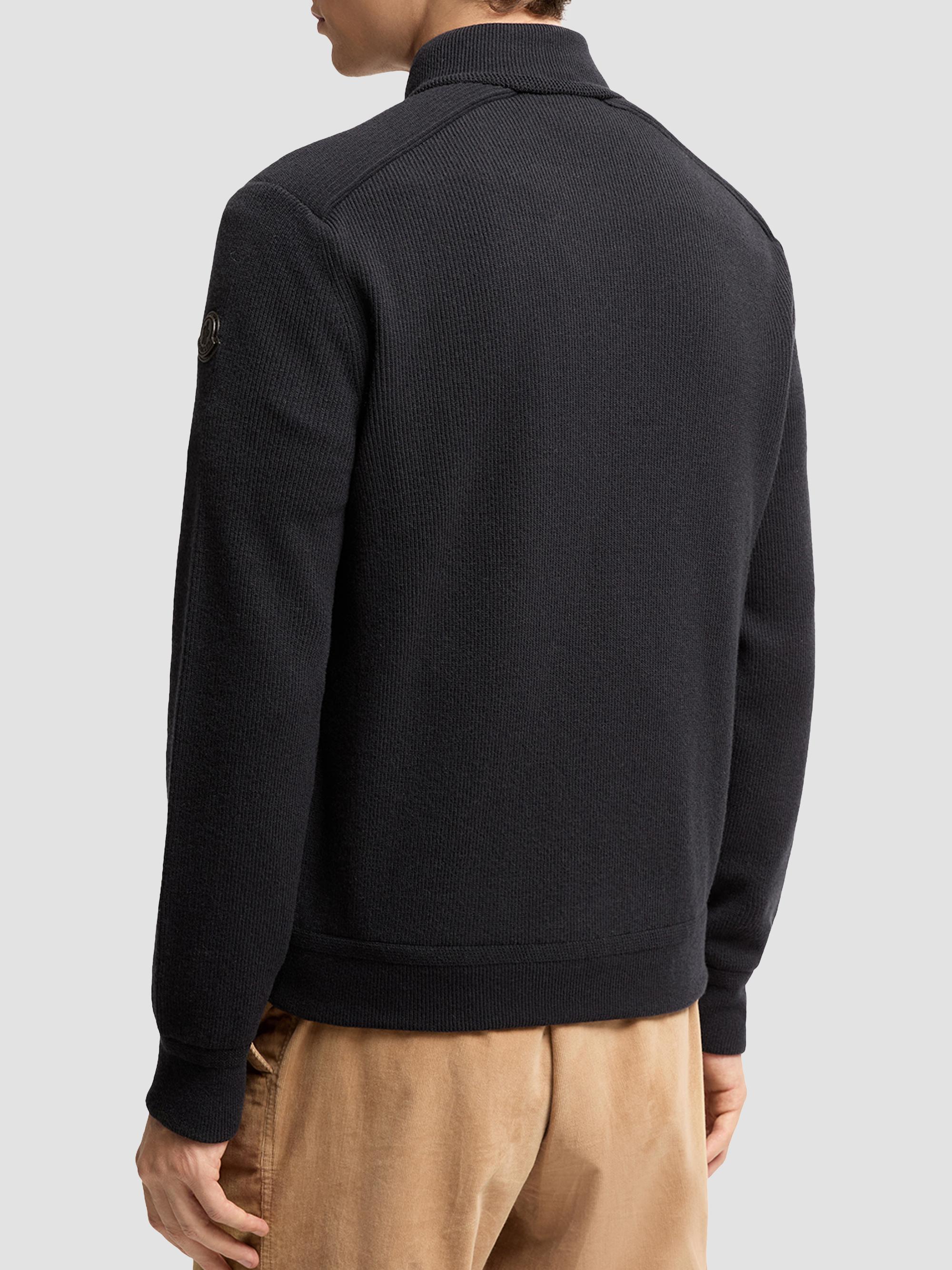 Moncler Men's Down-Filled Cardigan in Wool and Cashmere Blend - Navy Blue | Thumbnail 3