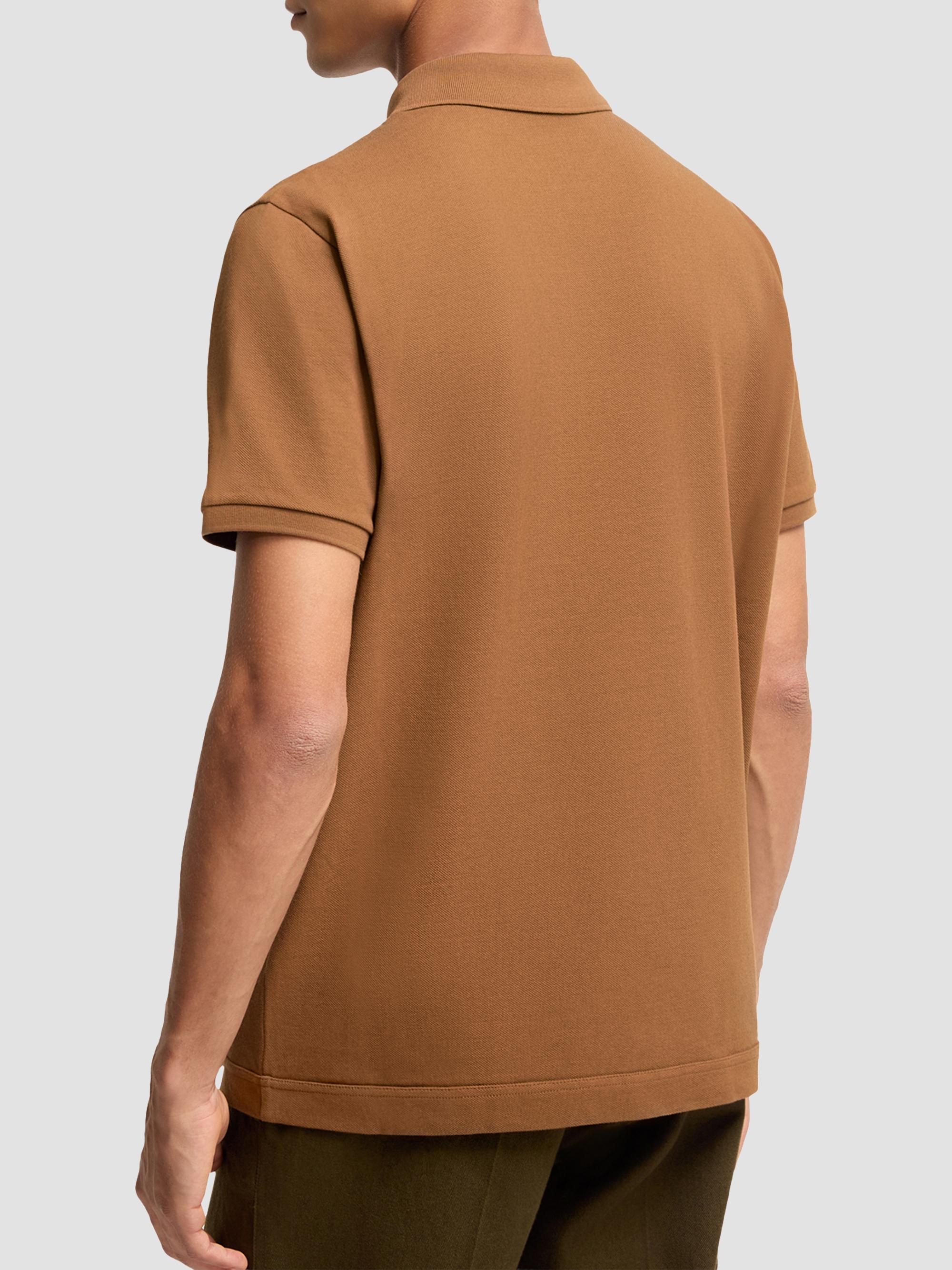 Moncler Men's Polo Shirt in Cotton Piquet - Brown | Thumbnail 3