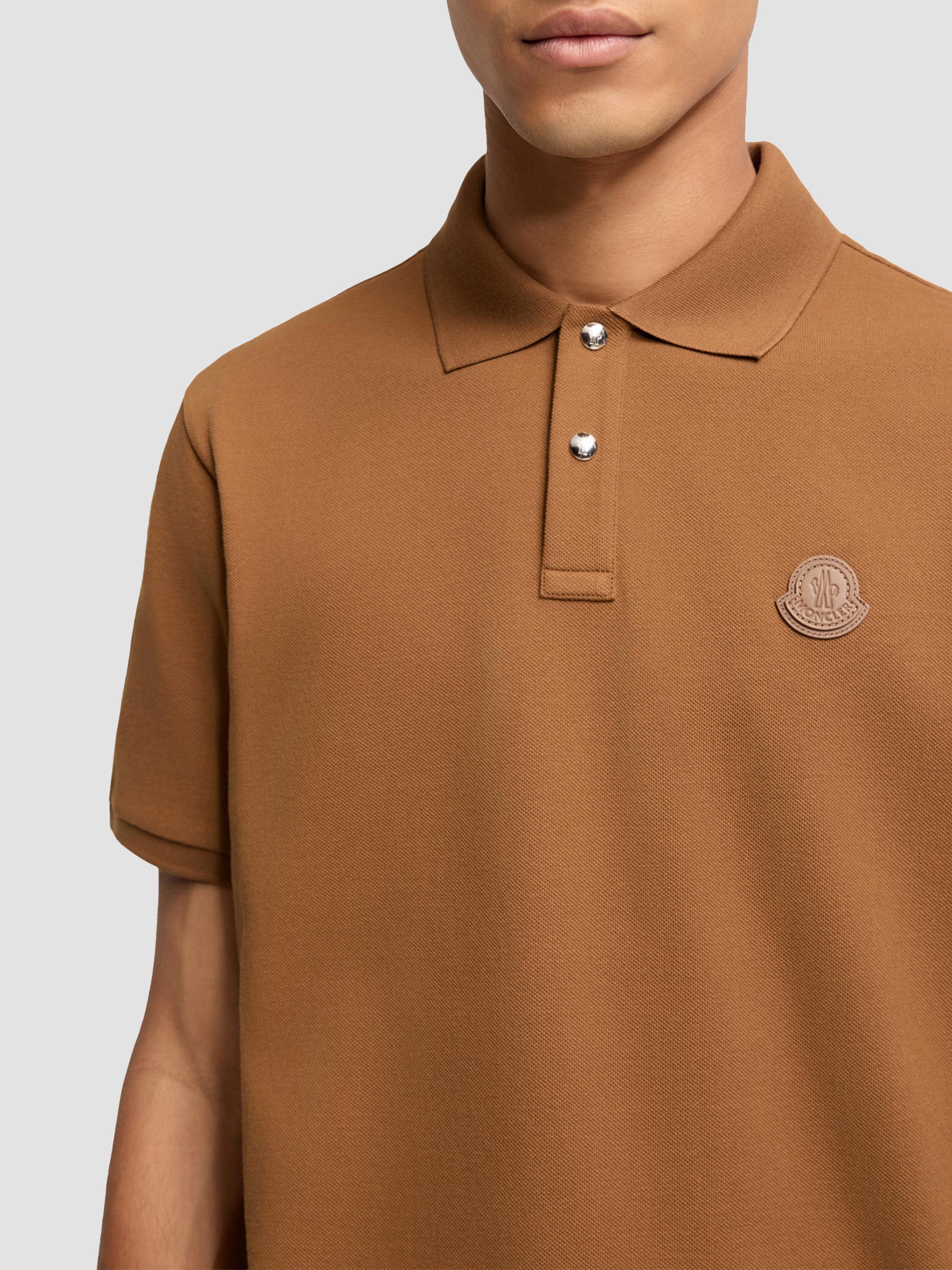Moncler Men's Polo Shirt in Cotton Piquet - Brown | Thumbnail 4