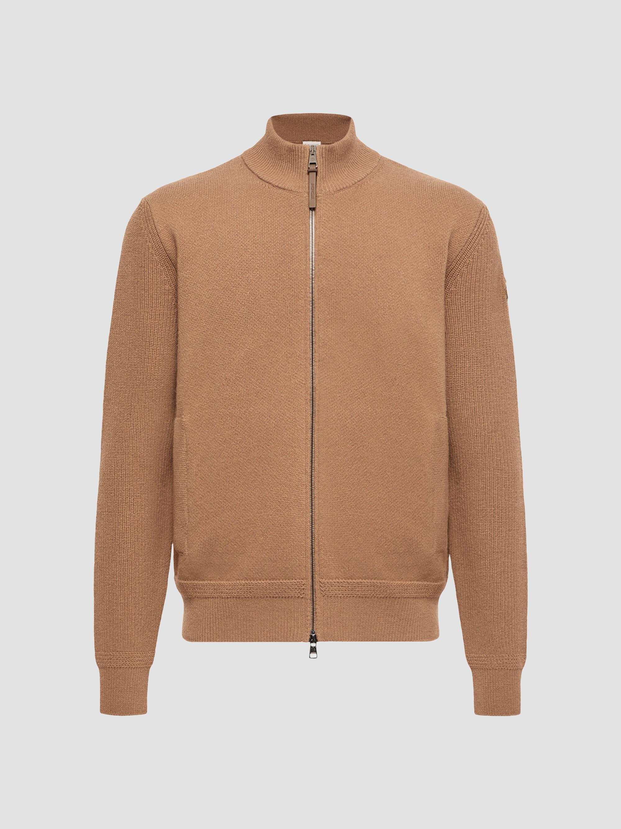 Moncler Men's Cardigan in Wool and Cashmere - Light Brown