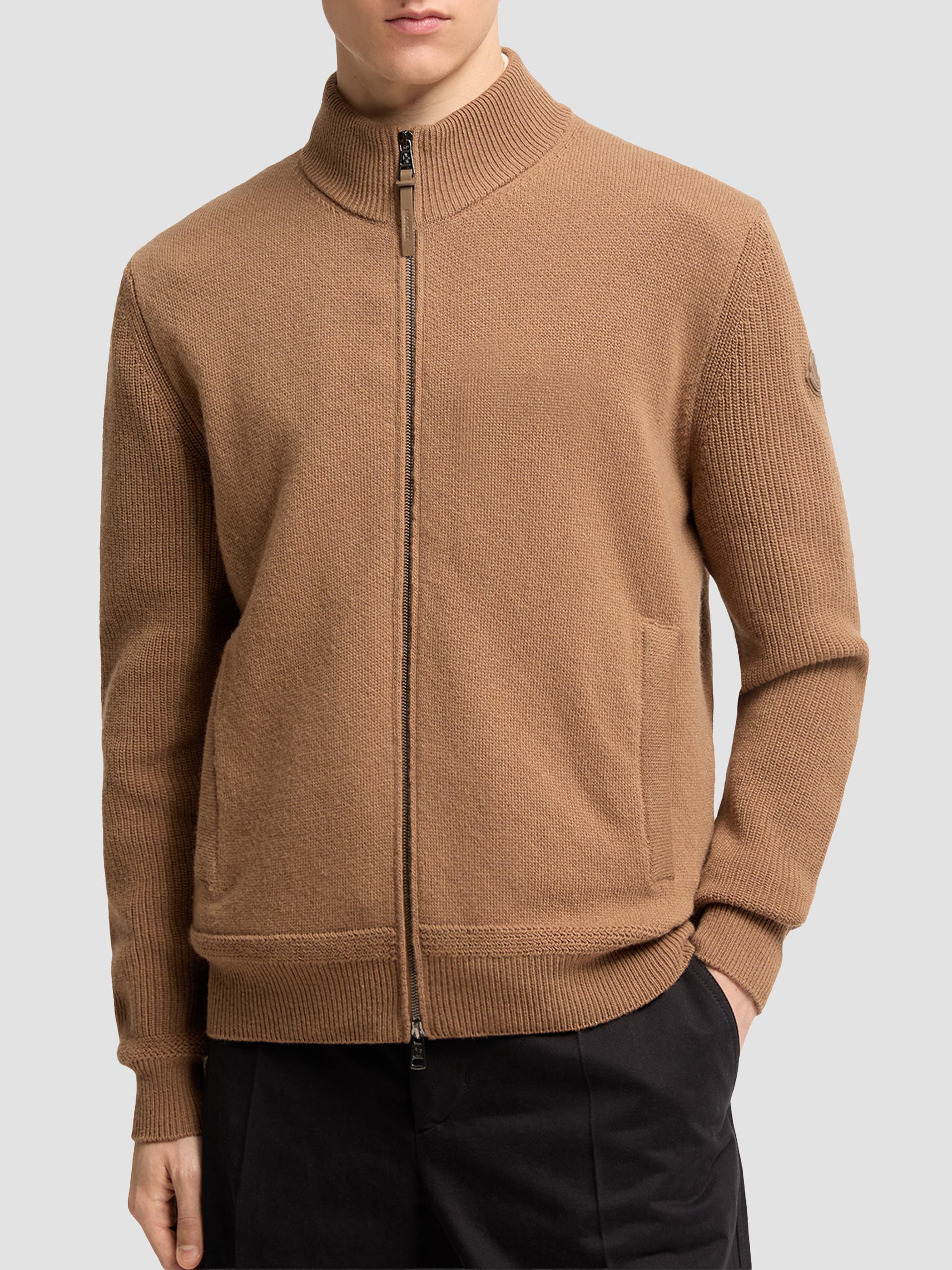 Moncler Men's Cardigan in Wool and Cashmere - Light Brown | Thumbnail 2
