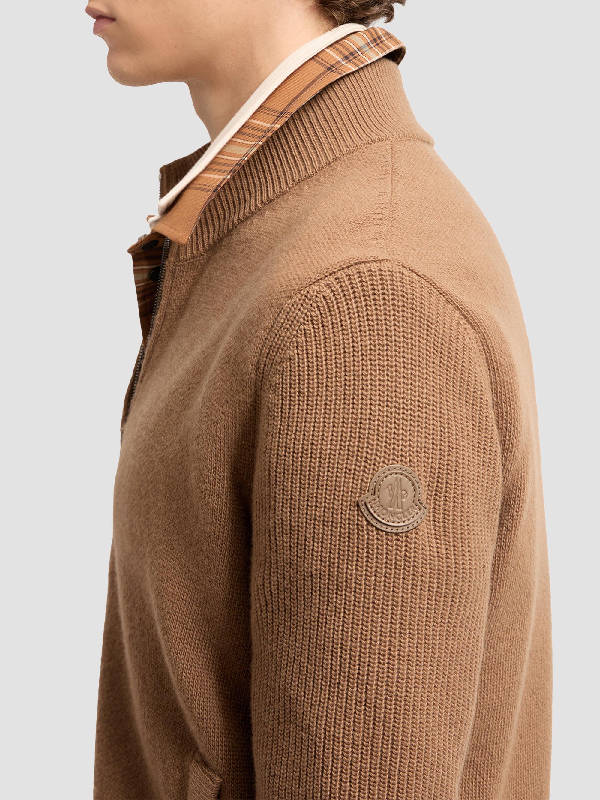 Moncler Men's Cardigan in Wool and Cashmere - Light Brown | Thumbnail 4