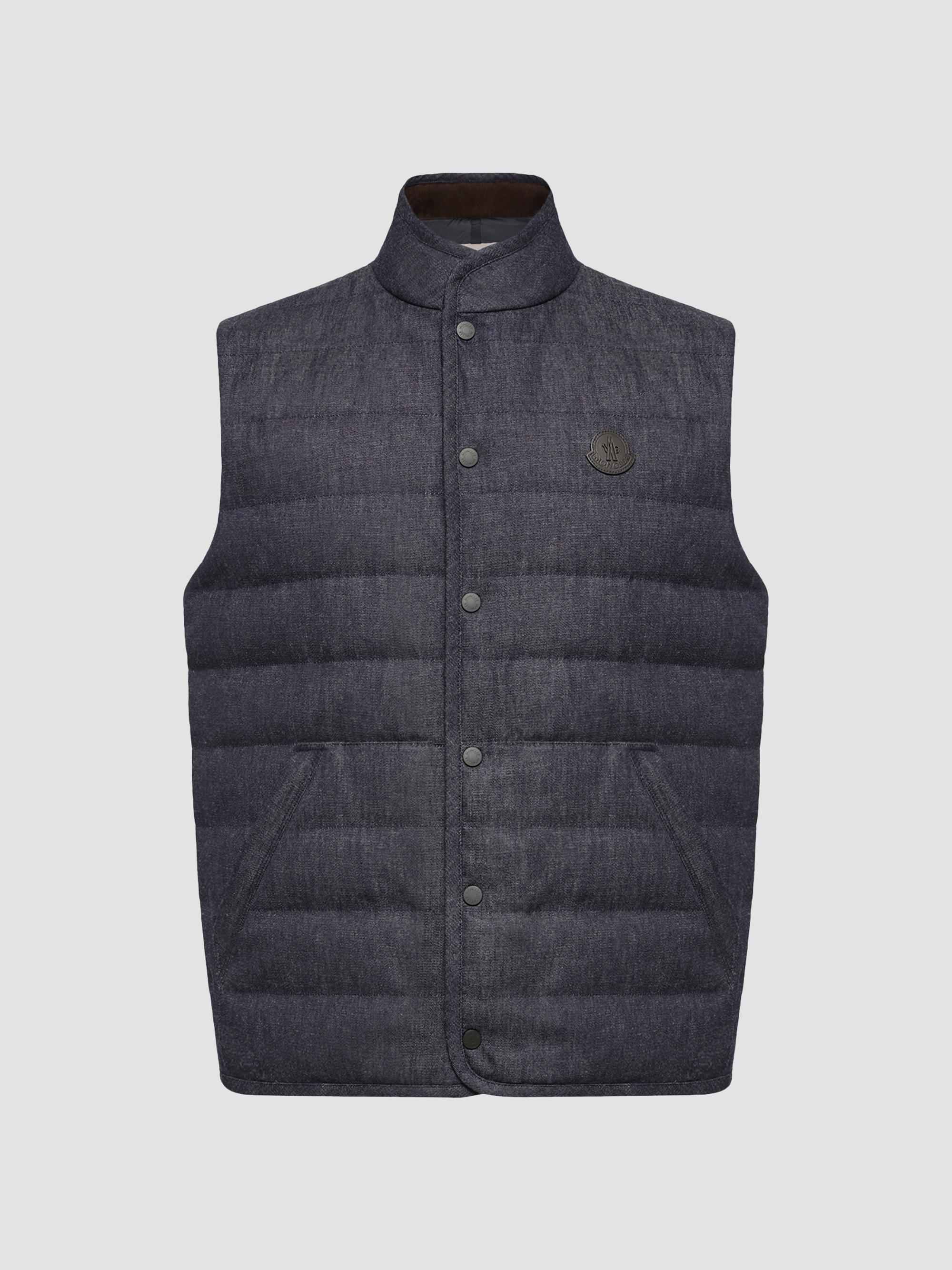 Moncler Men's Liorane Puffer Vest in Denim - Dark Blue