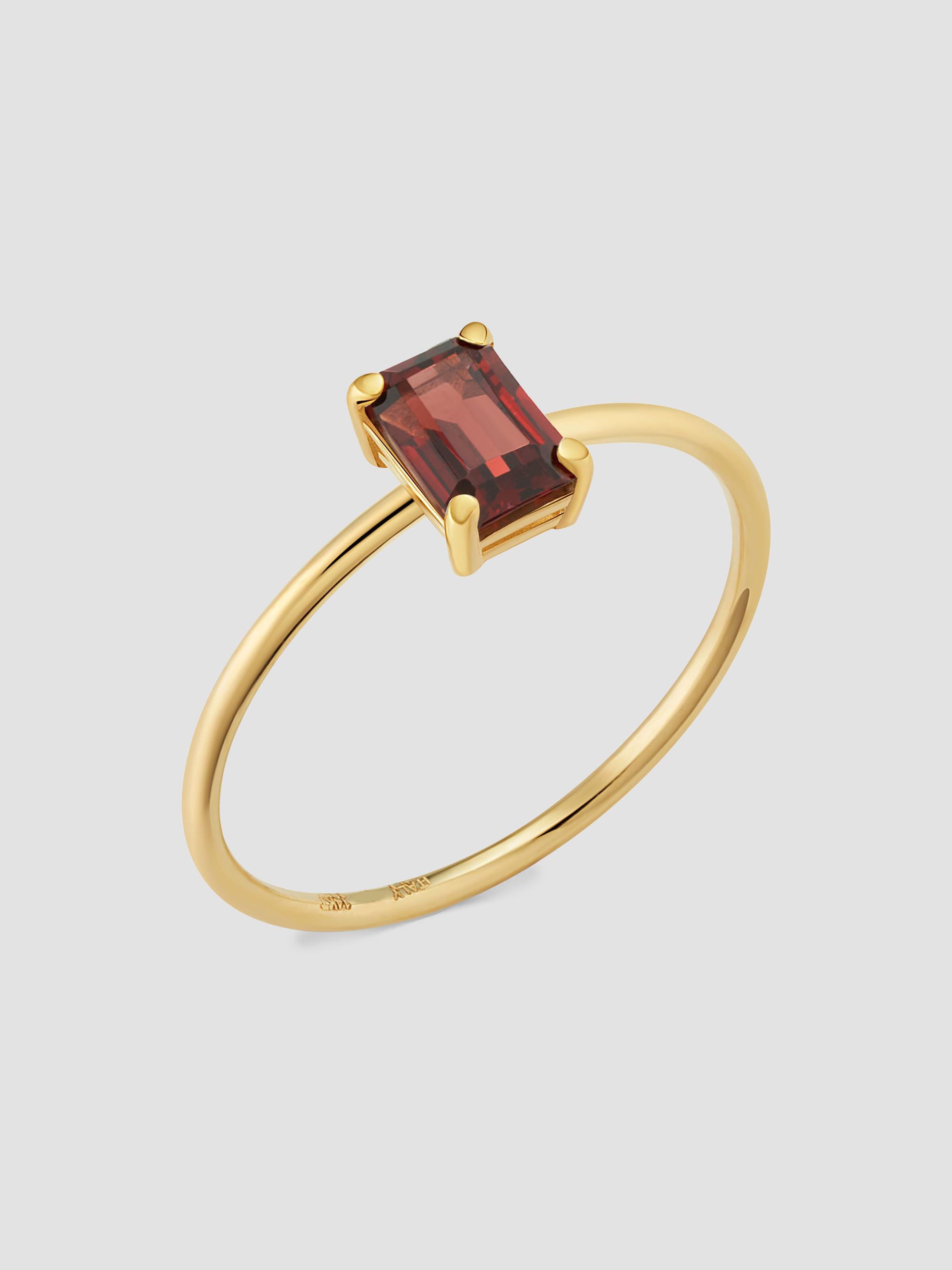 Oradina Women's 14K Yellow Gold Gemstone Vivid Ring - Red Garnet - Size 9