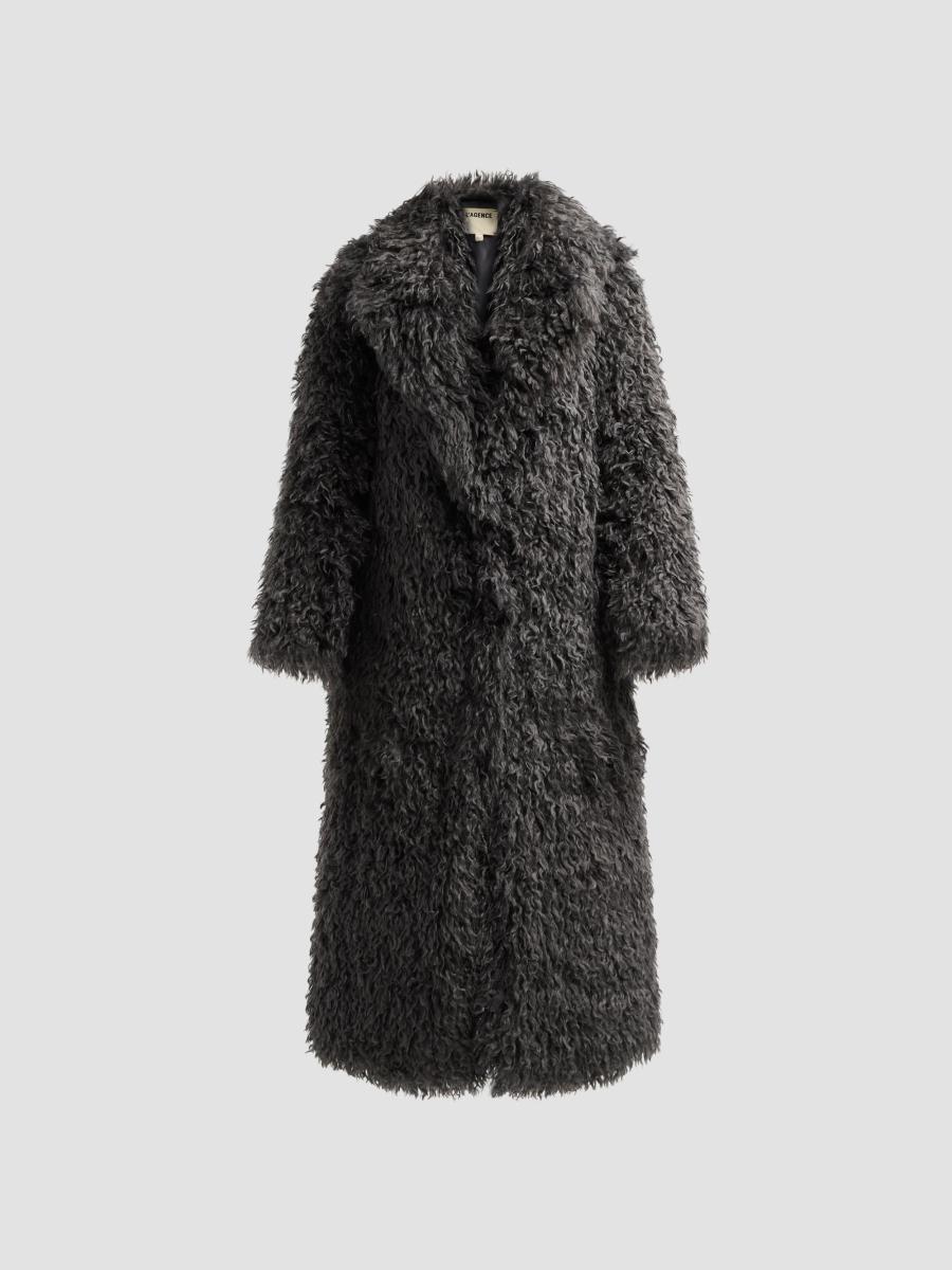 L'agence Women's Lizbeth Long Faux Fur Jacket In Grey Olive