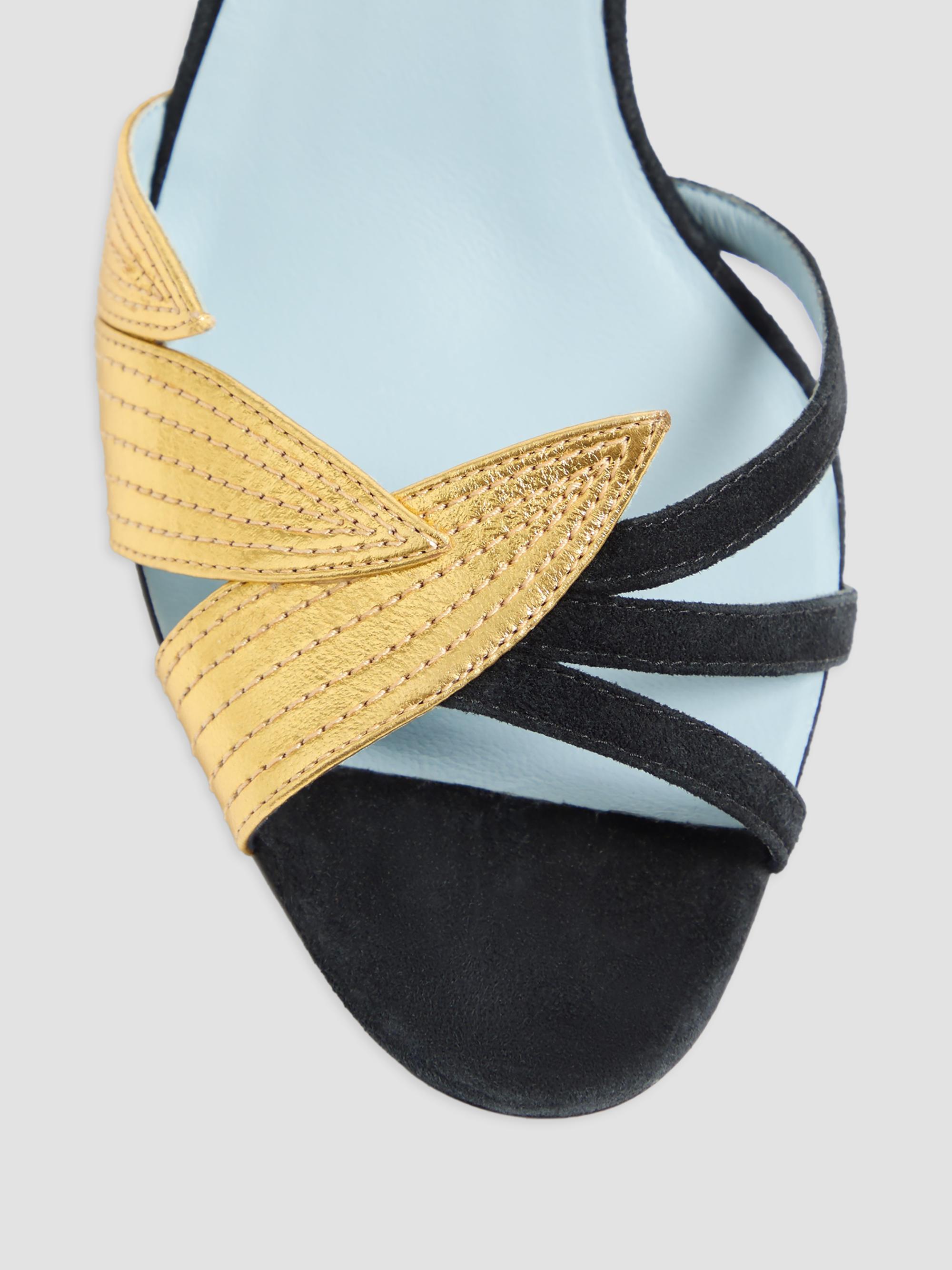 靴 VALENTINO 23.5 Poudre Valentino Garavani Foliefoliage Suede 85MM Sandals | Saks Fifth Avenue