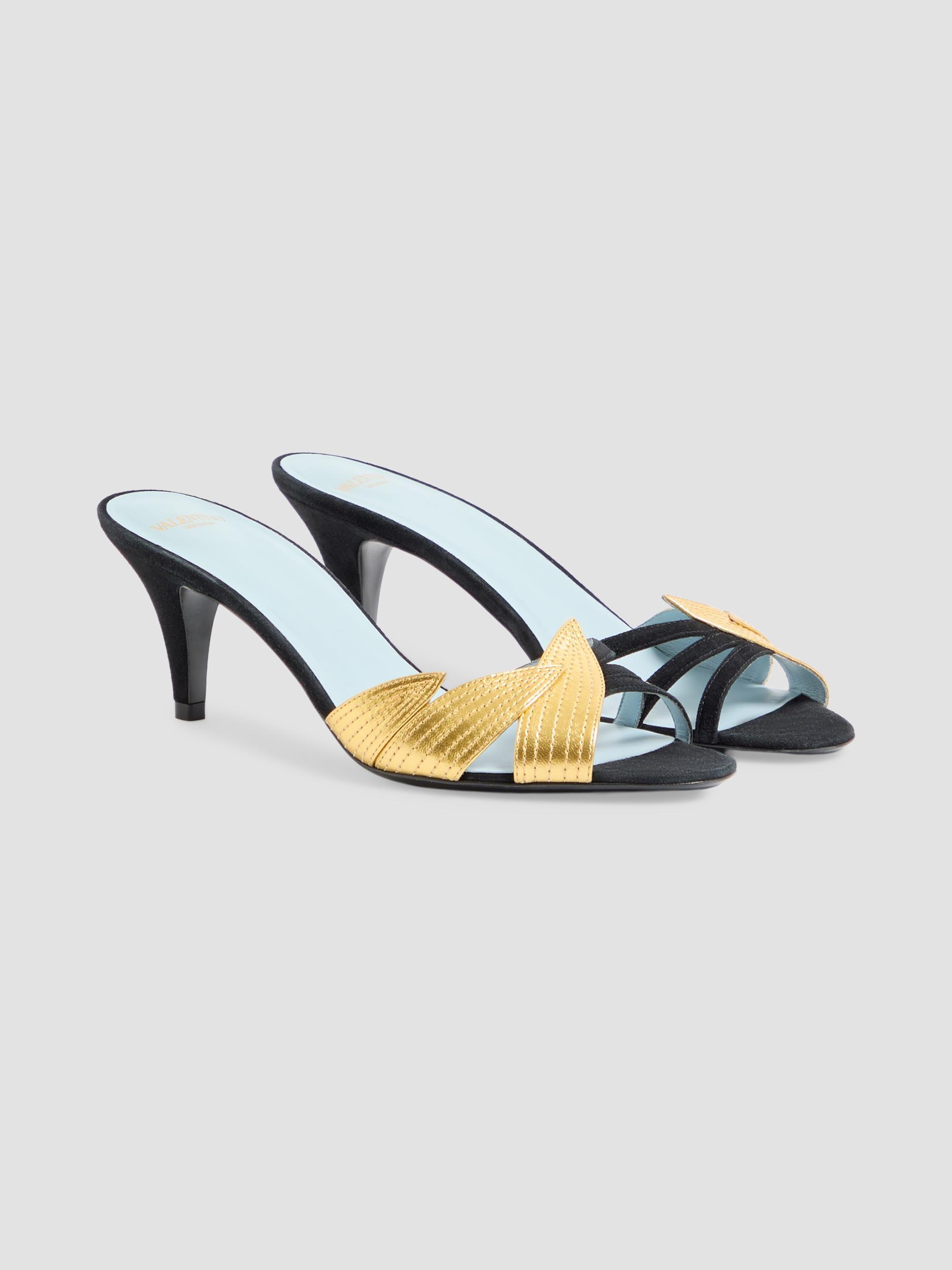 【試着のみ美品】VALENTINO GARAVANI ピンヒール ブラック 34 Valentino Garavani Foliefoliage Suede 85MM Sandals | Saks Fifth Avenue