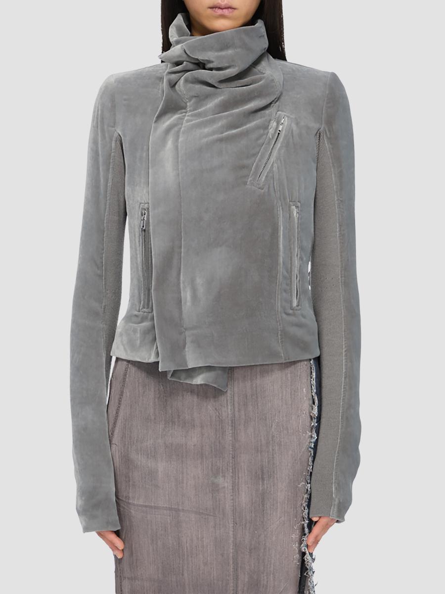 Rick Owens Women's Velvet Classic Biker Jacket In Steel