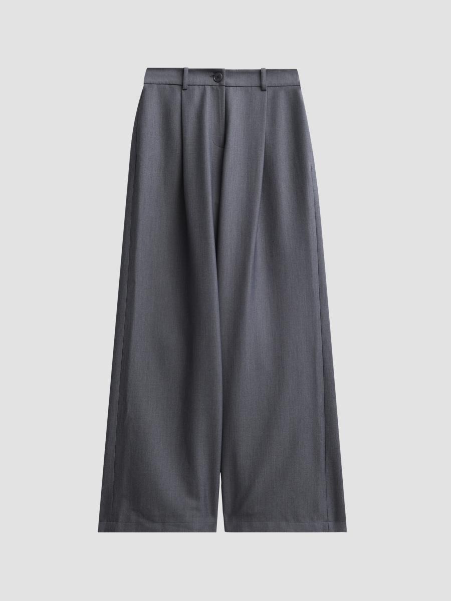 Toccin Women's Solara Pleated Wide-leg Trousers In Steel