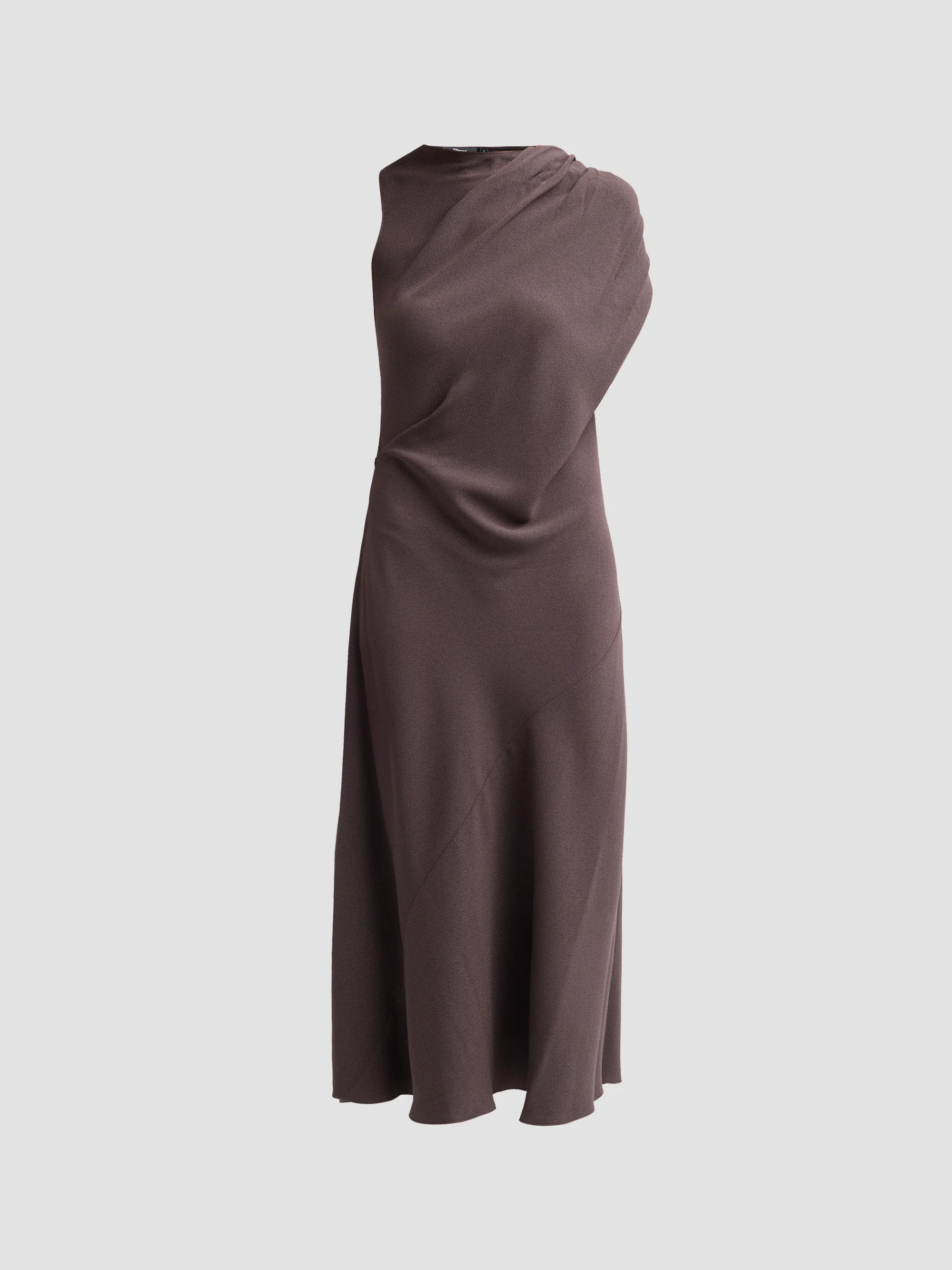 theory asymmetric off-the-shoulder midi dress long yellow dress ZAPAKA XXS Colour:WHITE THEORY Cut to a