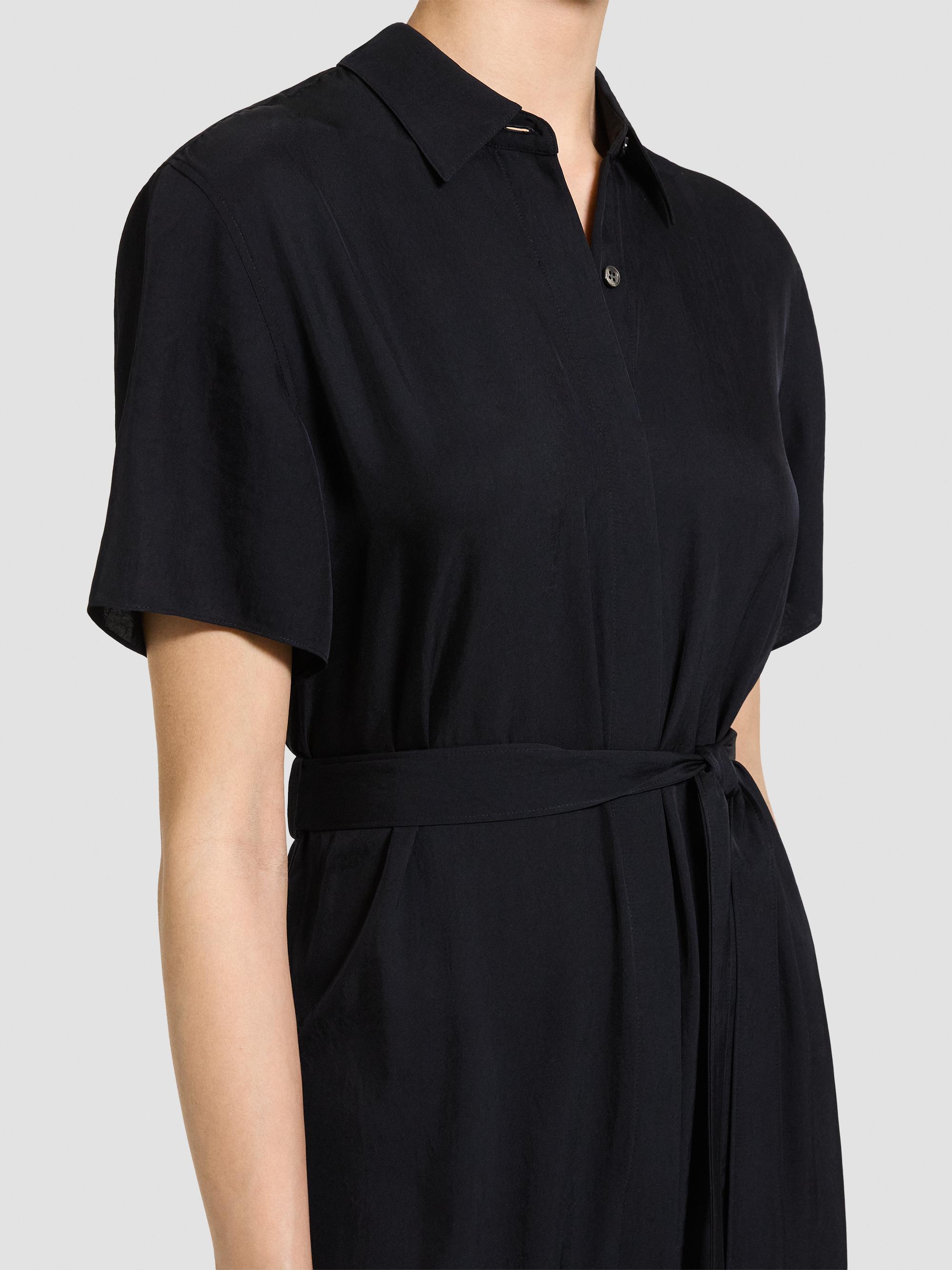 Theory シルクロングワンピース 0 ブラック DART SHIRTDR Theory Belted Twill Midi Shirtdress | Saks Fifth Avenue