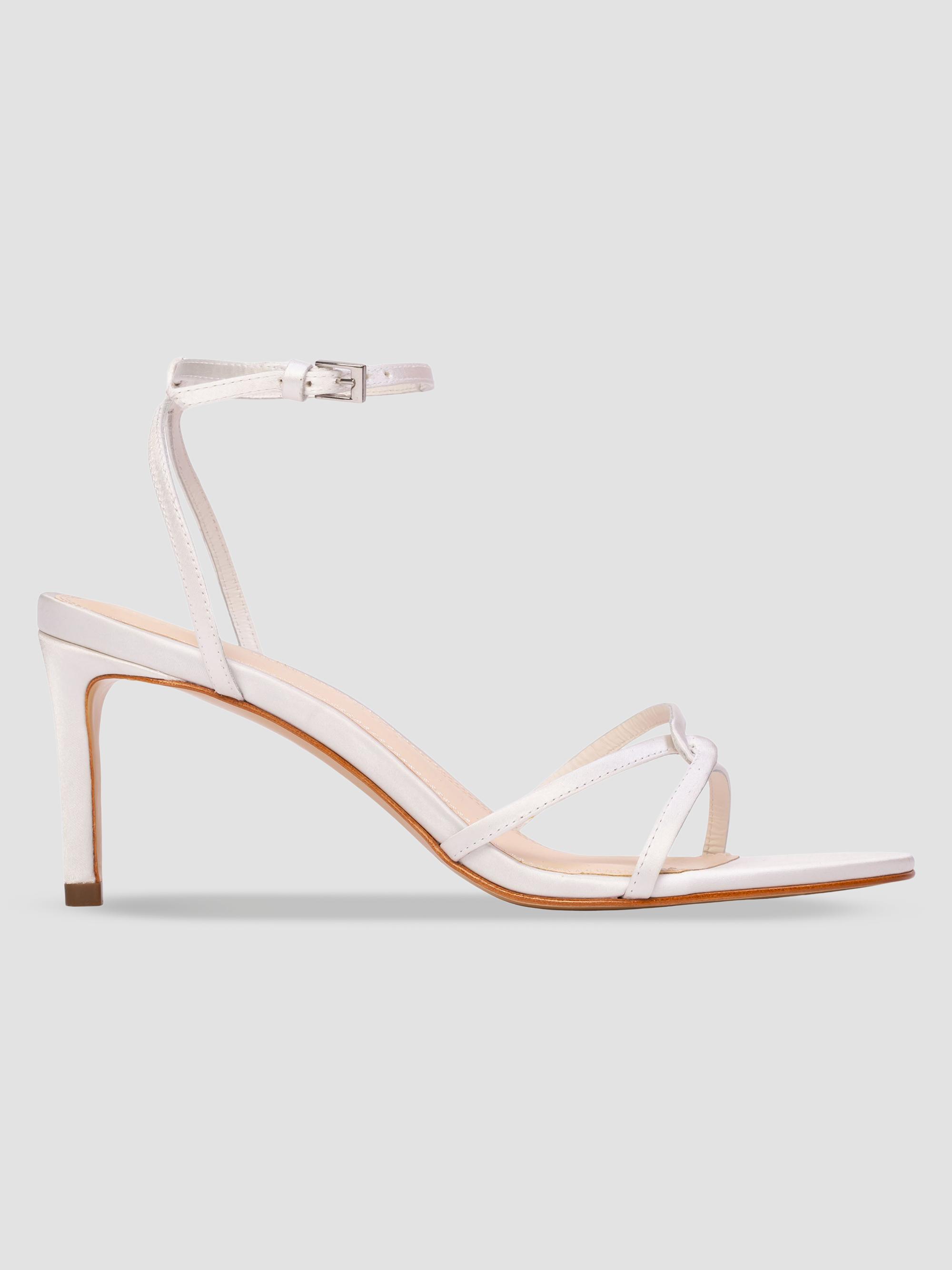 Black Suede Studio Women's Miley 70MM Satin Sandals - White Satin