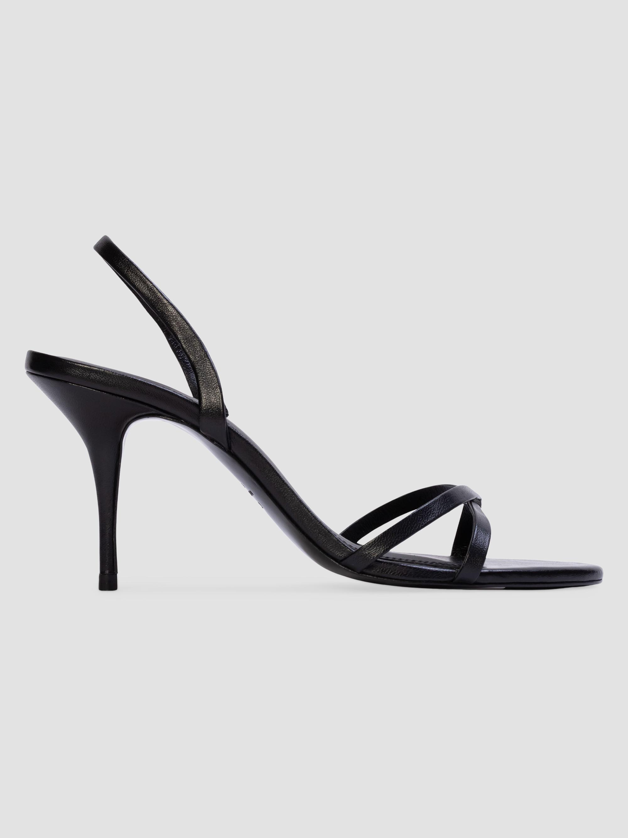 Black Suede Studio Women's Jolla 80MM Leather Slingback Sandals - Black Leather