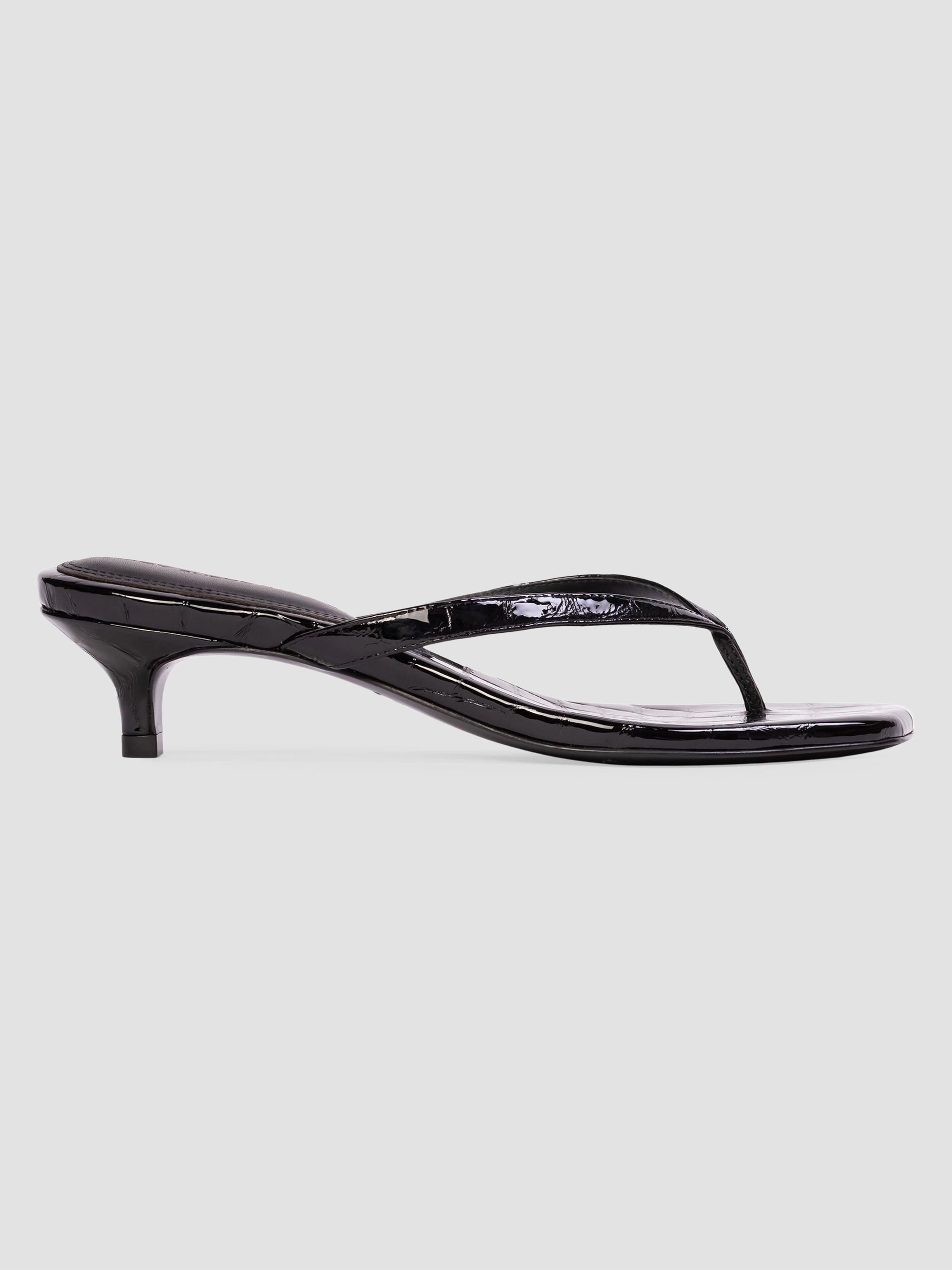 Black Suede Studio Women's Kendal 35MM Croc Sandals - Black Croc
