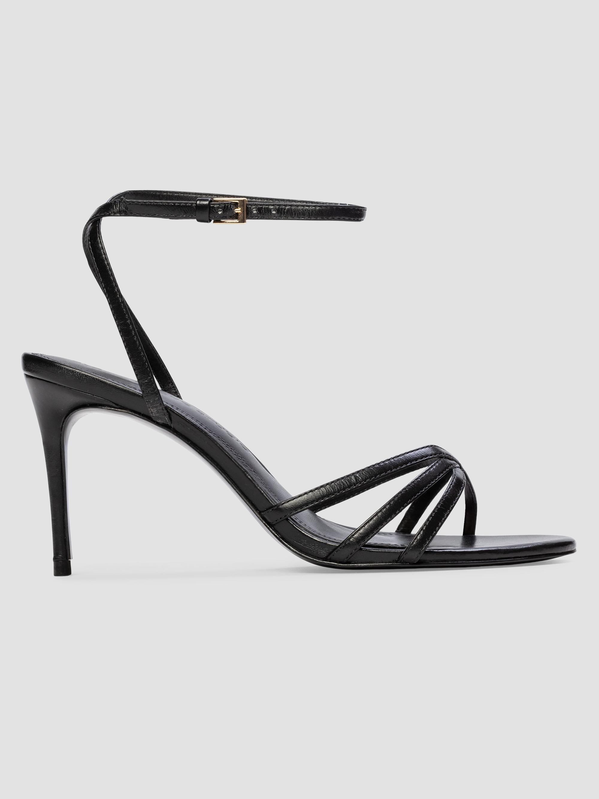 Black Suede Studio Women's Olie 80MM Leather Sandals - Black Leather