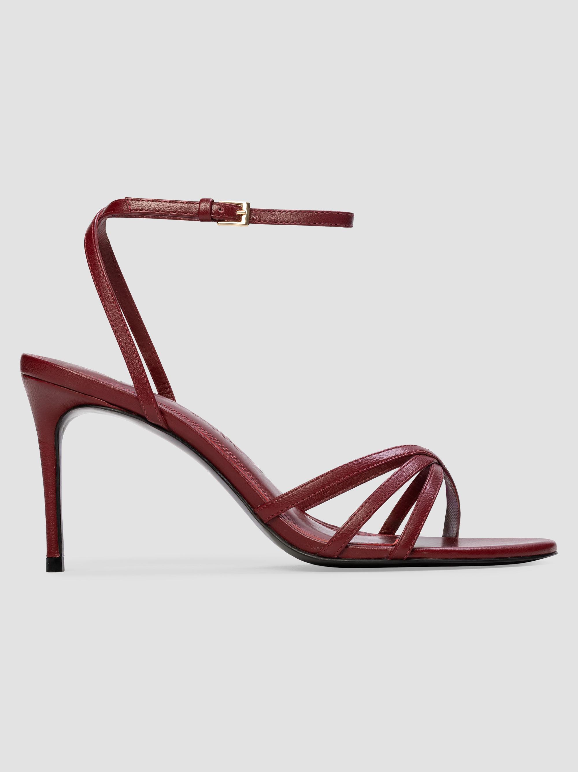 Black Suede Studio Women's Olie 80MM Leather Sandals - Chili Flake Leather