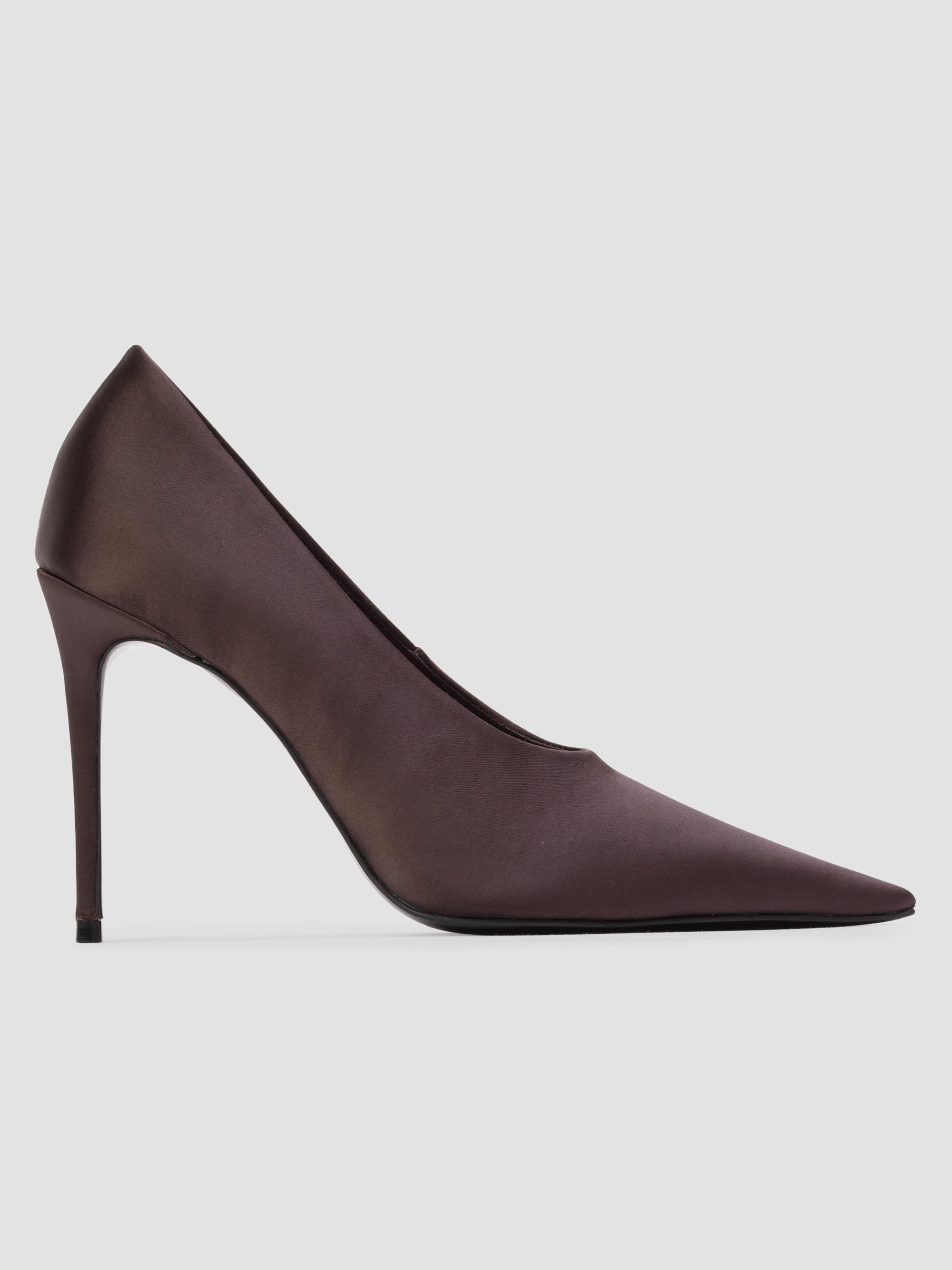 Black Suede Studio Women's Jona 100MM Satin Pumps - Cacao Satin