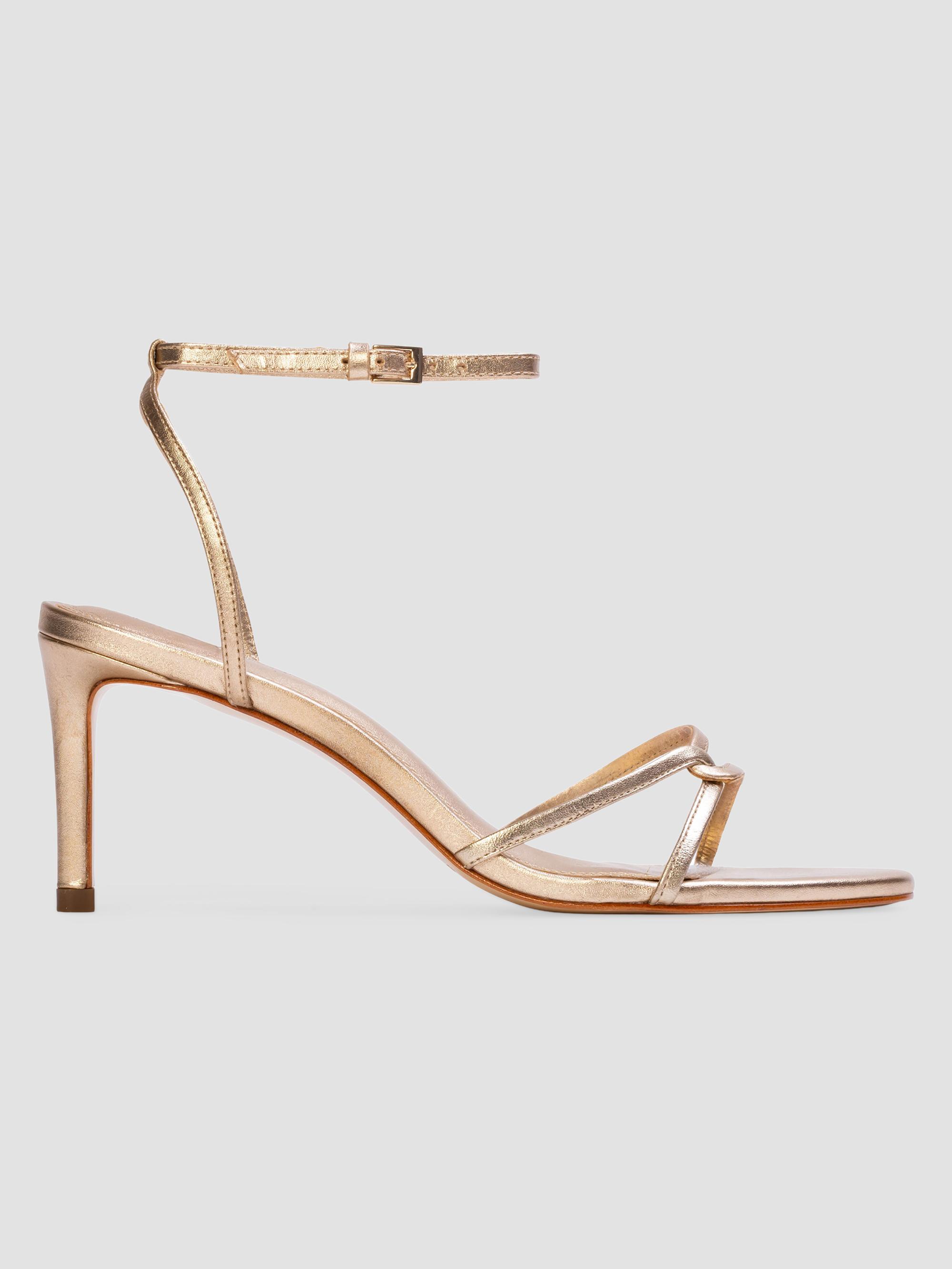 Black Suede Studio Women's Miley 70MM Metallic Sandals - Gold Metallic Leather