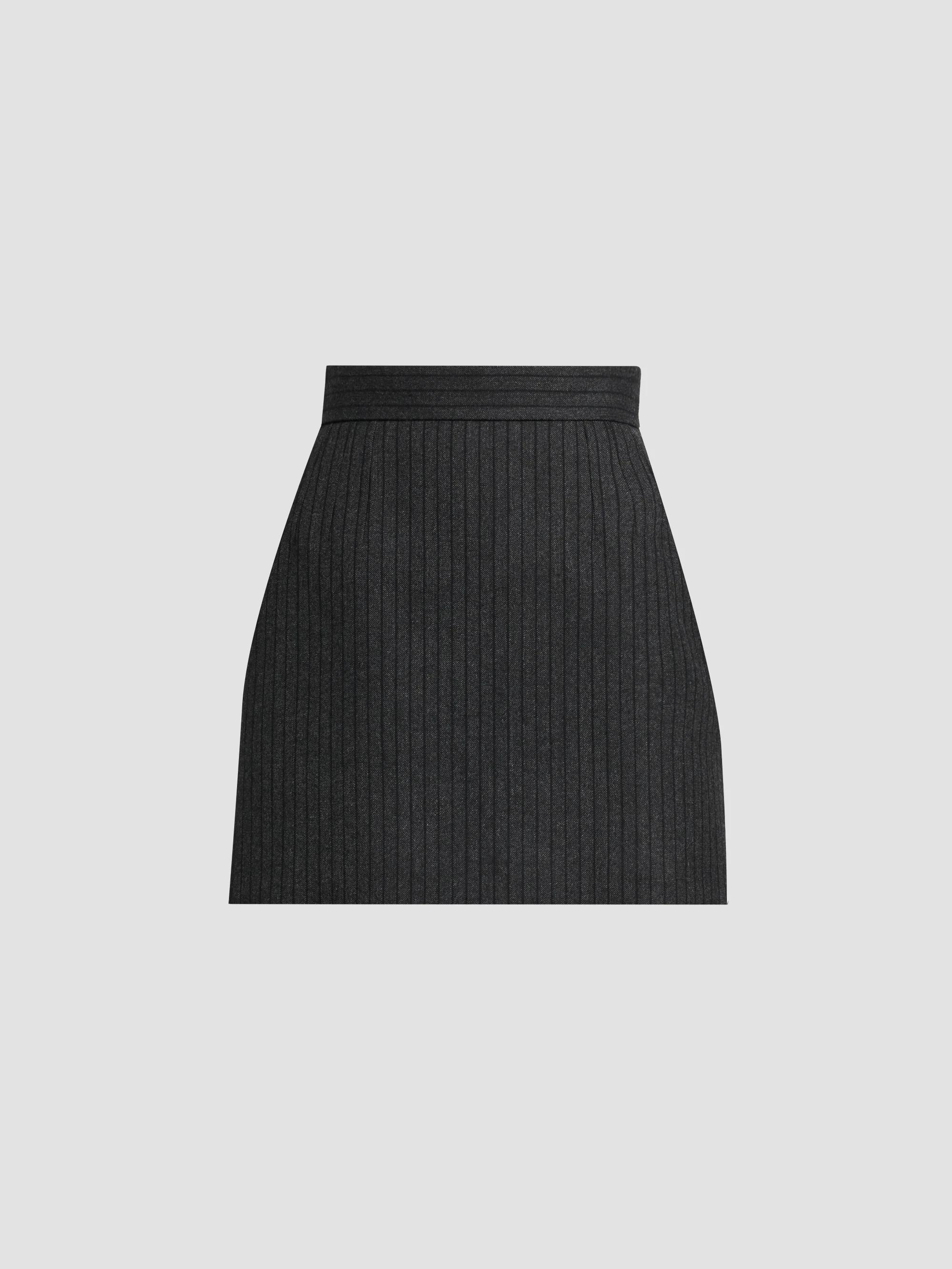 Versace Women's Pinstripe Wool Twill Mini Skirt - Grey Melange - Size 2