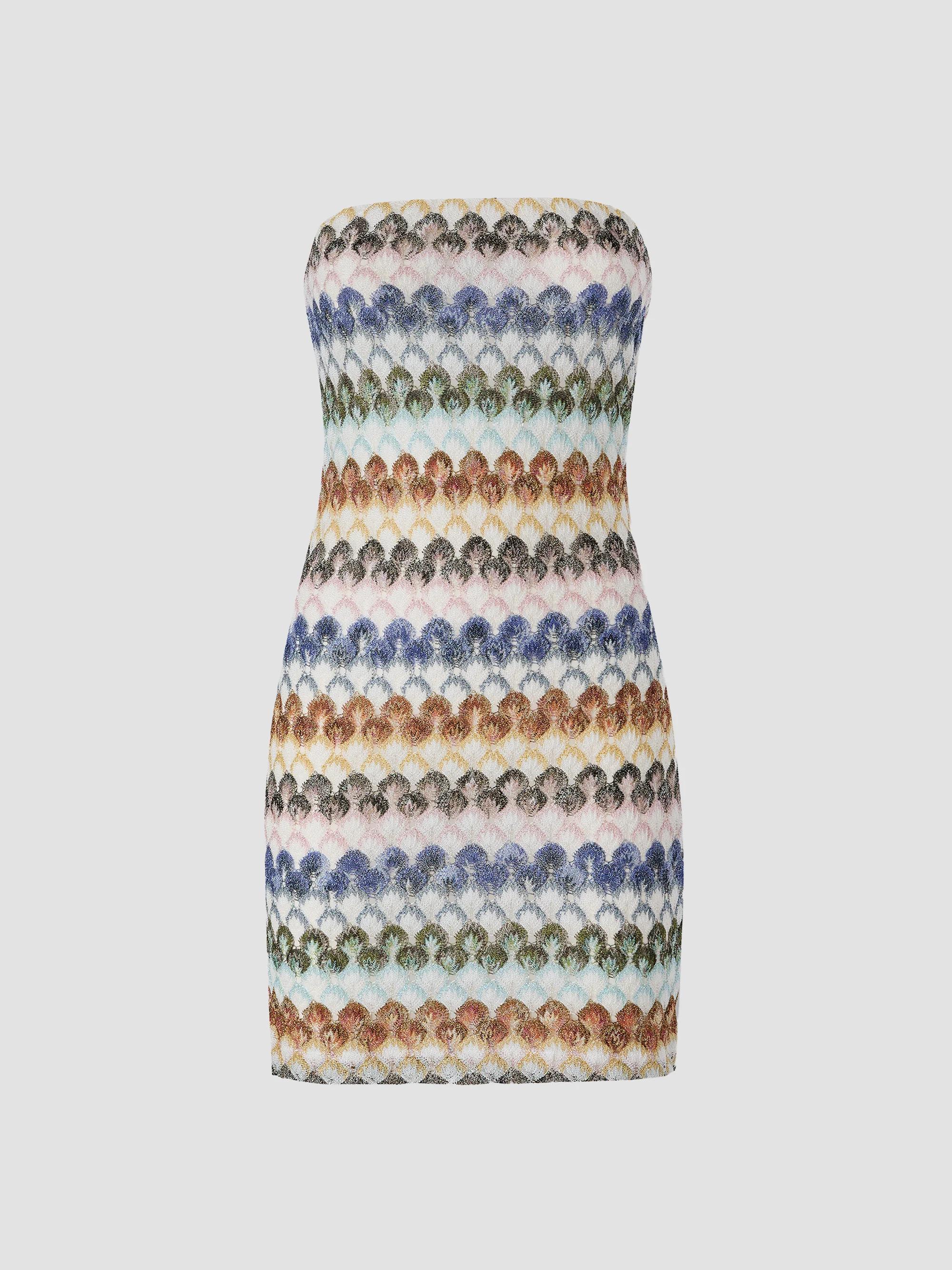 missoni one-shoulder fringed striped crochet-knit mini dress Chevron Knit SCHL000026_G_L