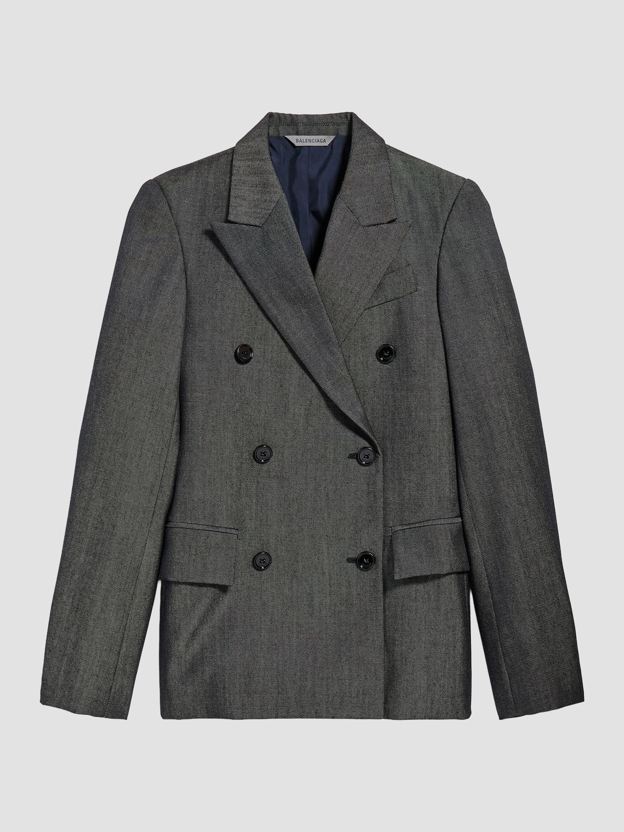 Balenciaga Women's Double-Breasted Tailored Jacket - Dark Grey | Thumbnail 7