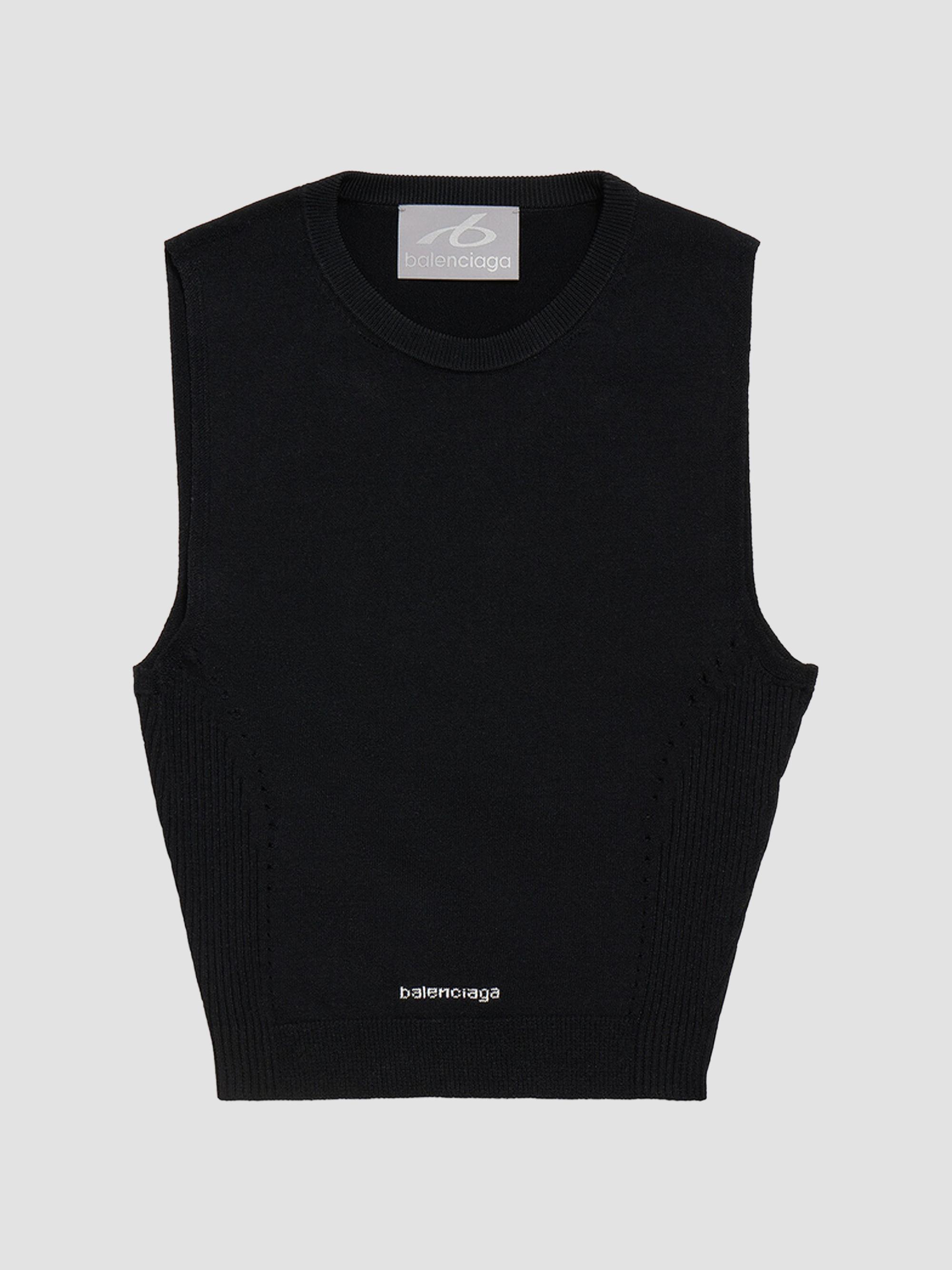 Balenciaga Women's Techwear Cropped Tank Top - Black | Thumbnail 3