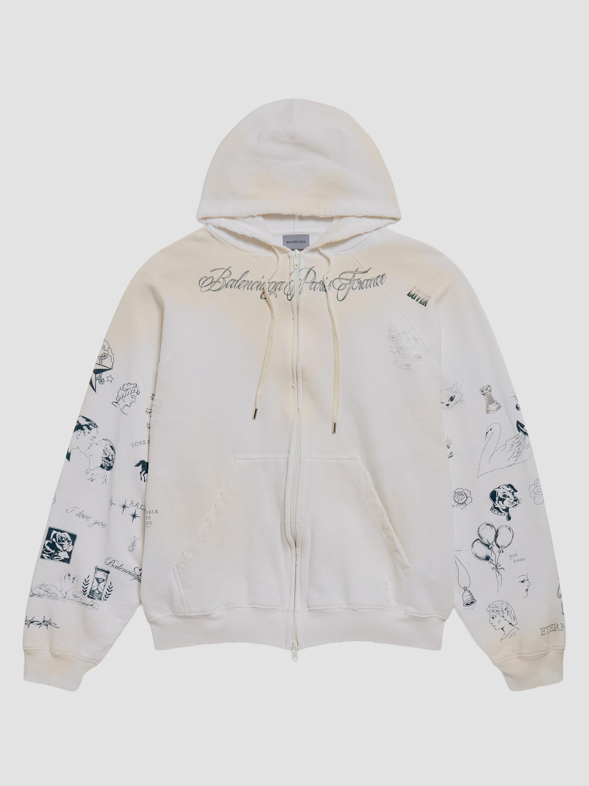 Balenciaga Luxury Script Zip-Up Regular Fit Hoodie | Saks Fifth Avenue