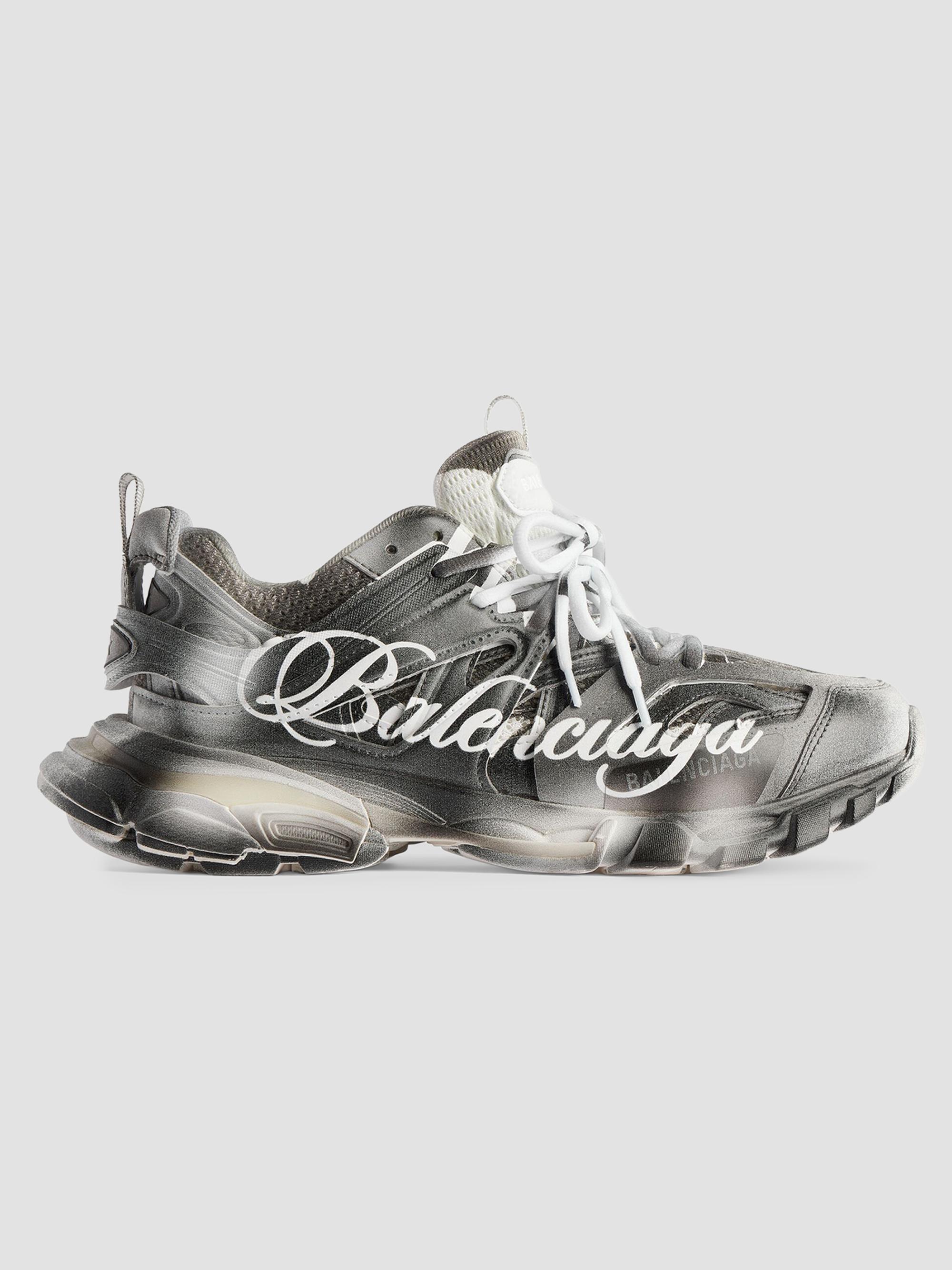 Balenciaga Women's Track Stencil Logo Sneakers - Black White | Thumbnail 8