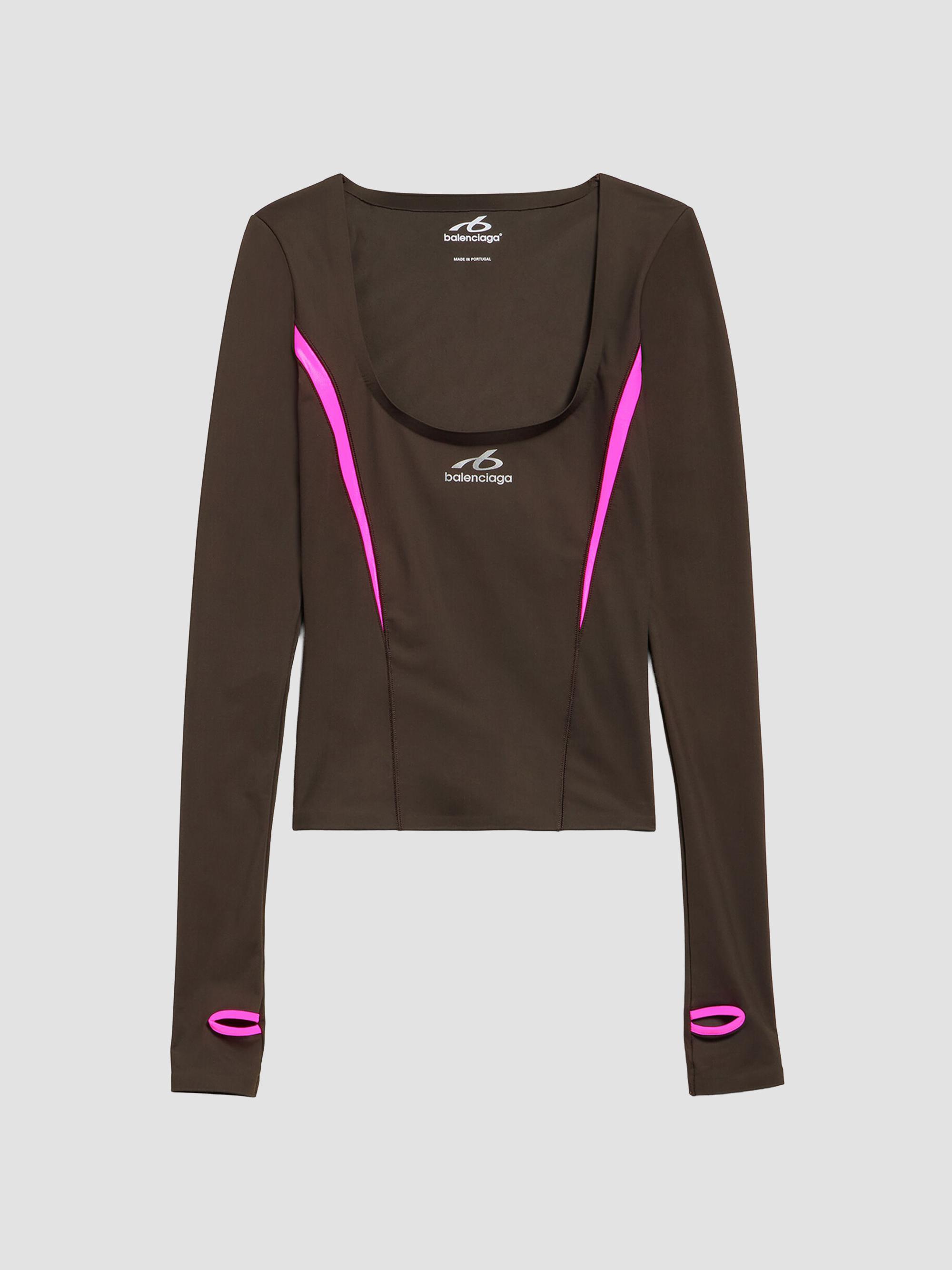Balenciaga Women's Techwear Fitted Long Sleeve Top - Brown Multi | Thumbnail 7