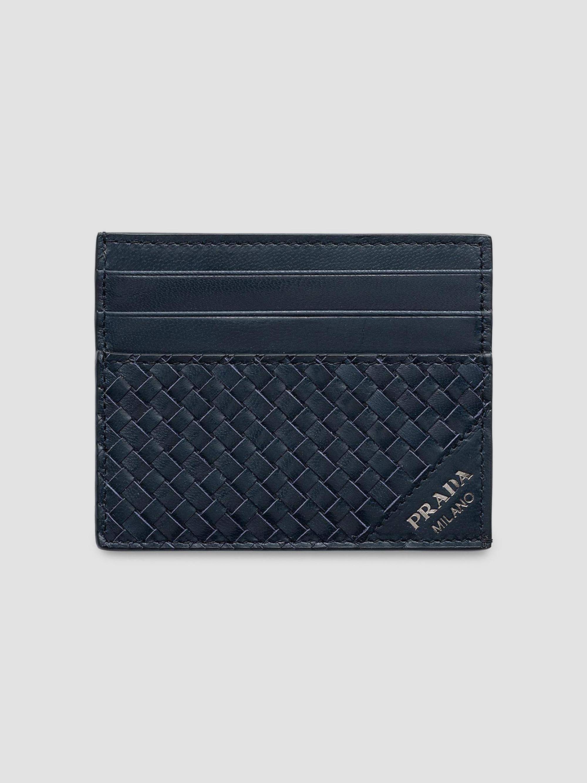 Prada Men's Leather Card Holder - Dark Blue | Thumbnail 4