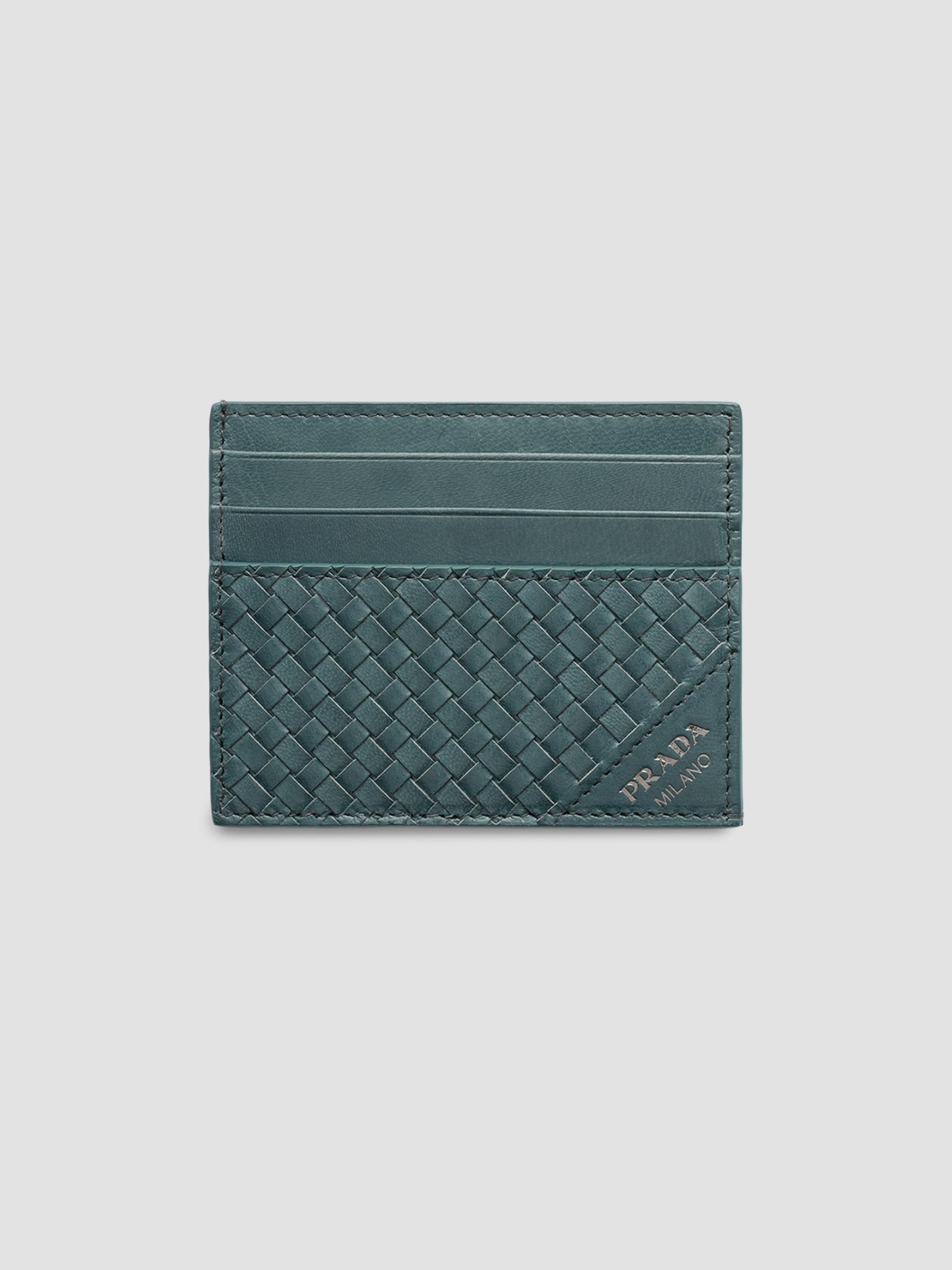 Prada Men's Leather Card Holder - Teal Blue | Thumbnail 3