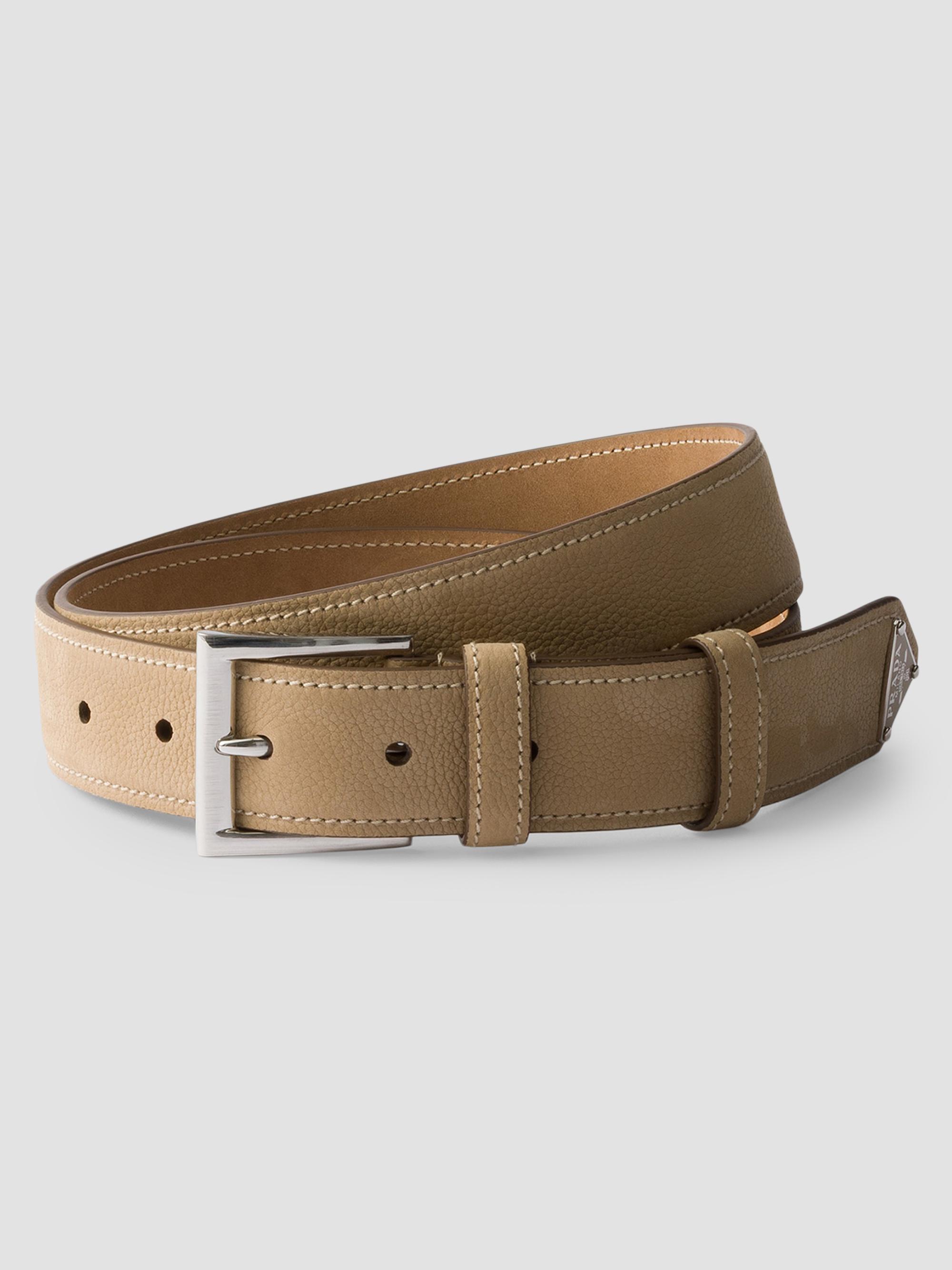Prada Men's Nubuck Leather Belt - Beige Khaki | Thumbnail 5