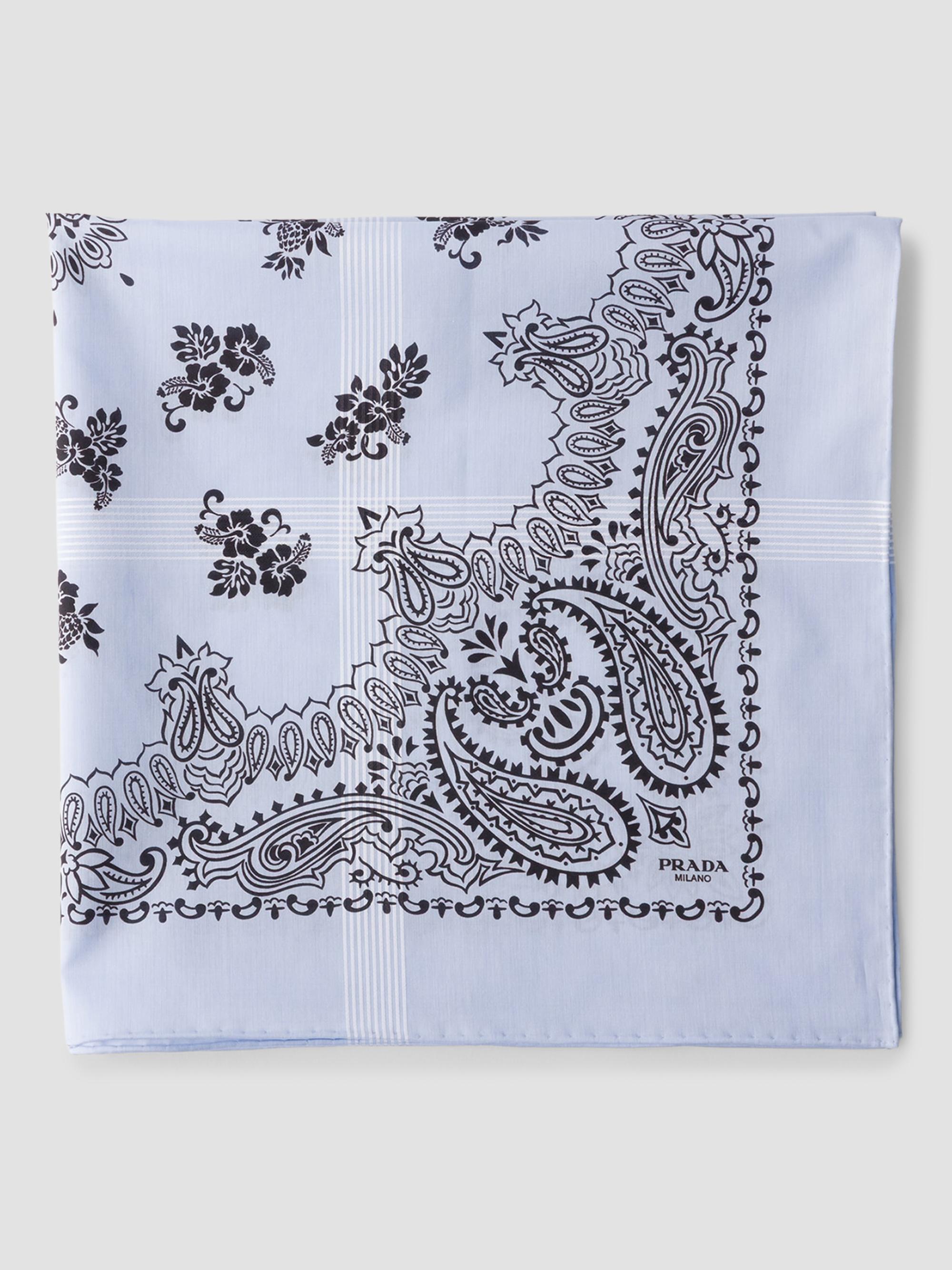 Prada Men's Printed Batiste Scarf - Blue | Thumbnail 4