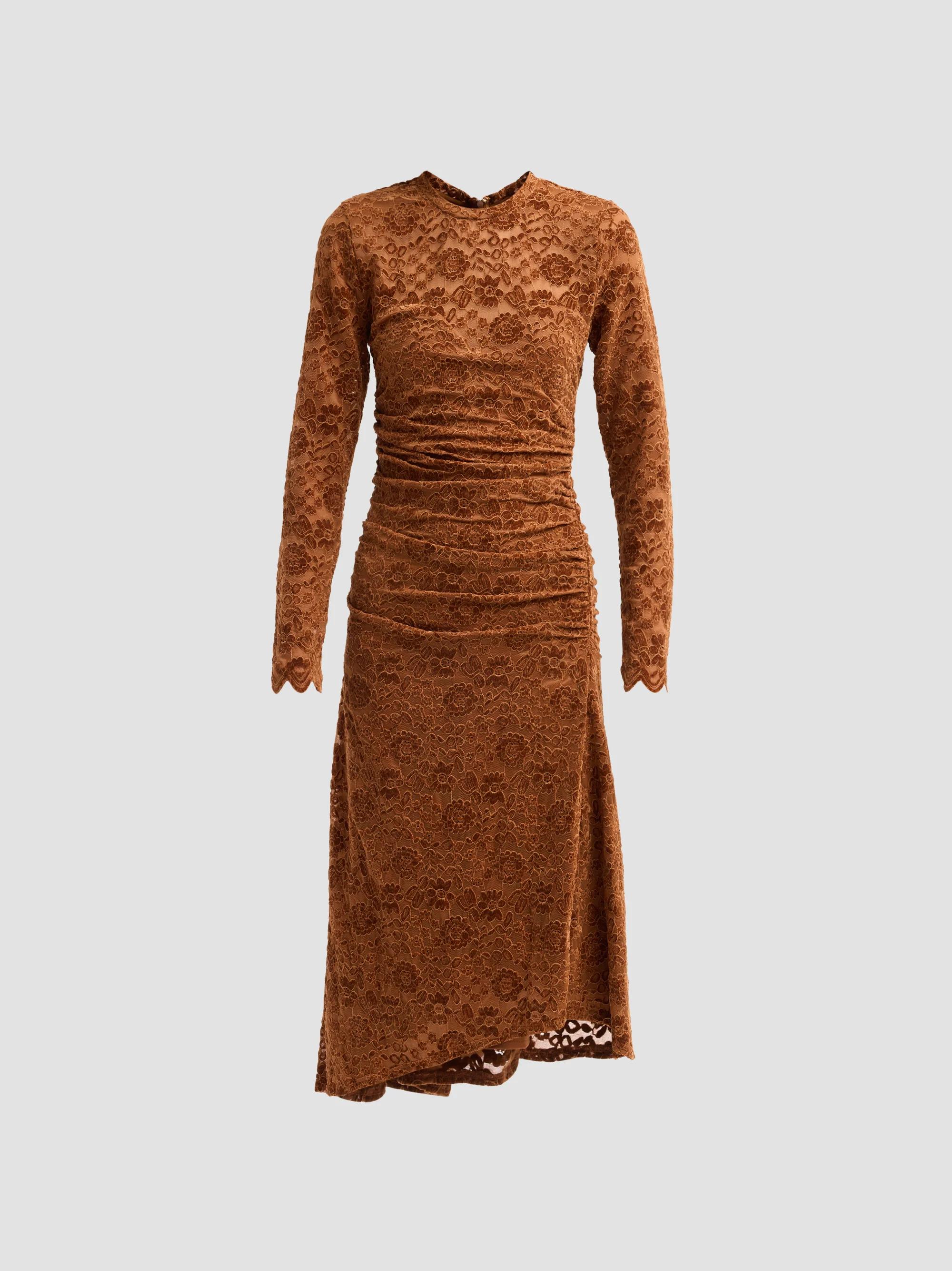 Generation Love Women's Karmen Velvet Lace Midi Dress - Amber - Size Small