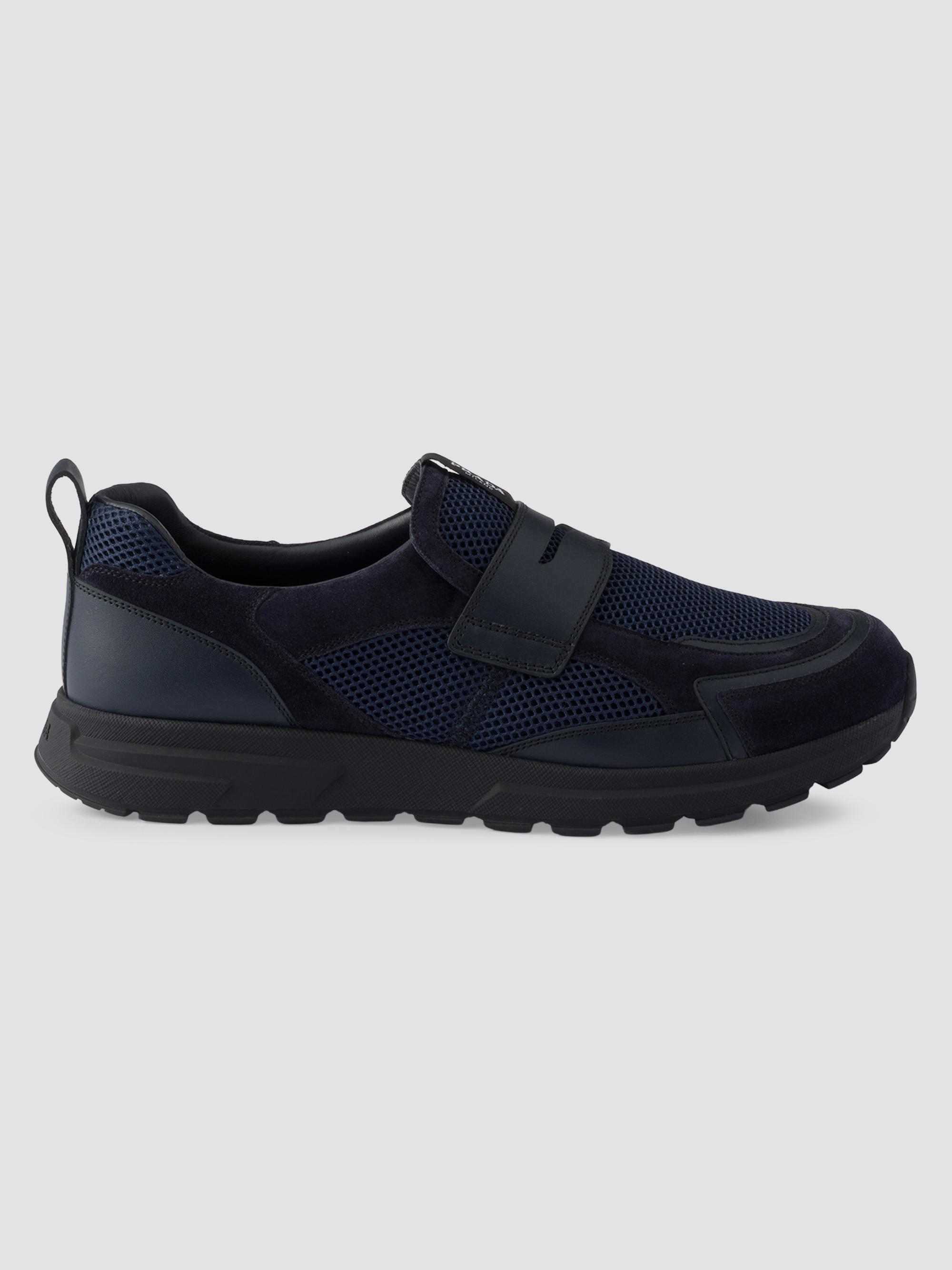 Prada Men's Mesh Fabric and Leather Loafers - Blue | Thumbnail 6
