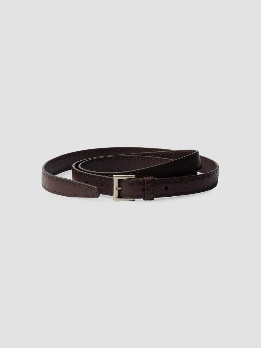 Prada Men's Antiqued Leather Belt In Brown