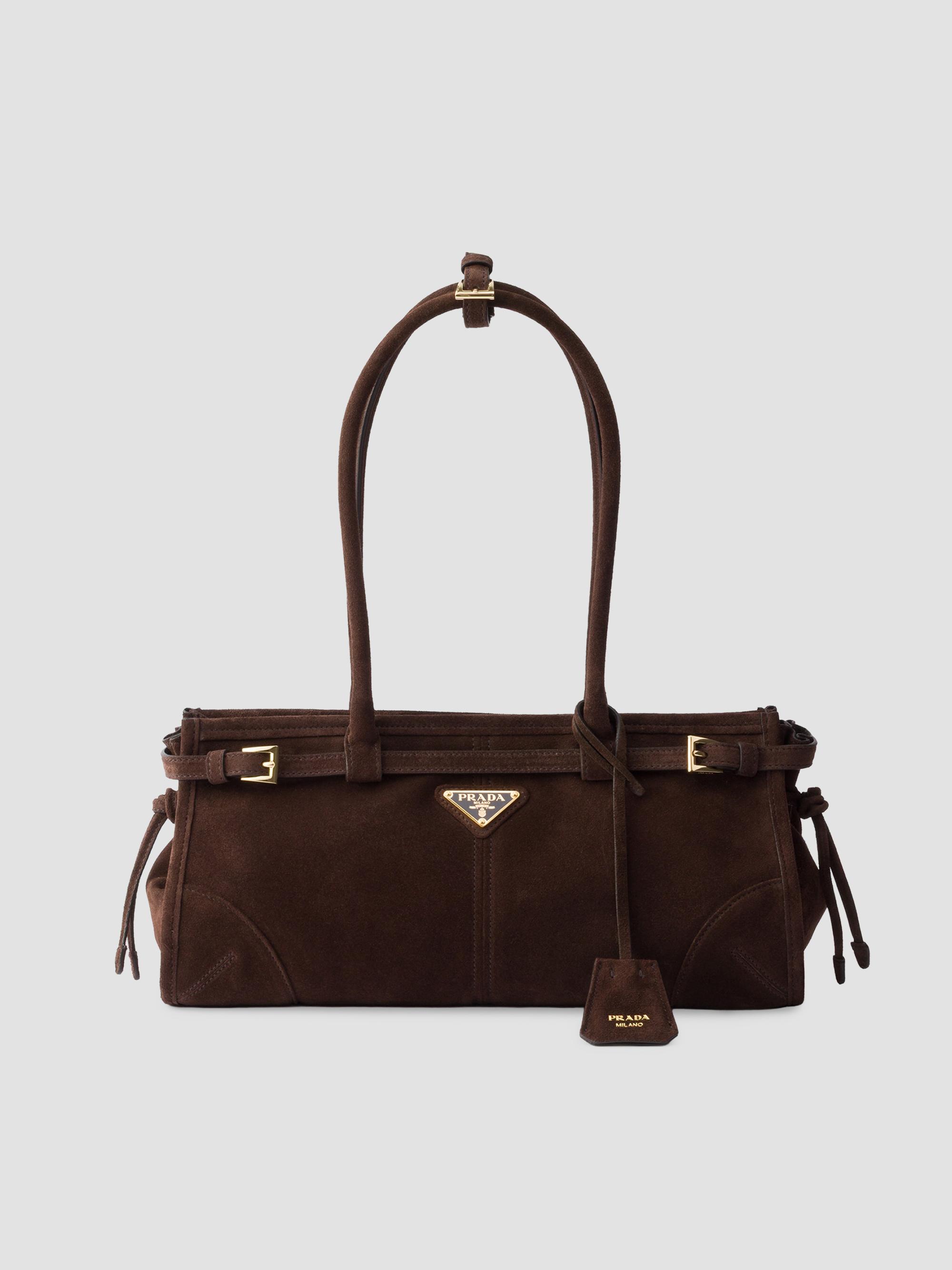 Prada Women's Bonnie  Suede Top Handle Bag - Brown | Thumbnail 7